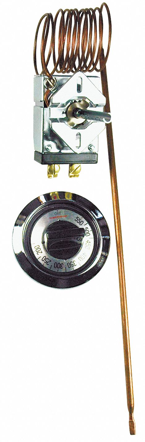 ELECTRIC THERMOSTAT, 175 ° F TO 550 ° F TEMP RANGE, 175 TO 550 DIAL, 60 IN CAPILLARY, 120V AC/277V AC