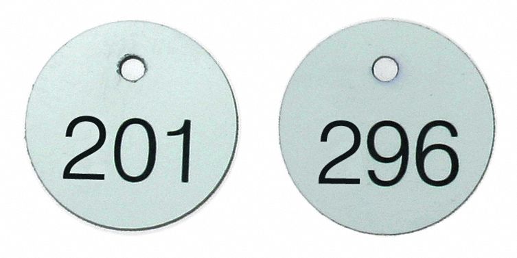 Numbered Tags,1-1/8 n,Round,1100,PK100