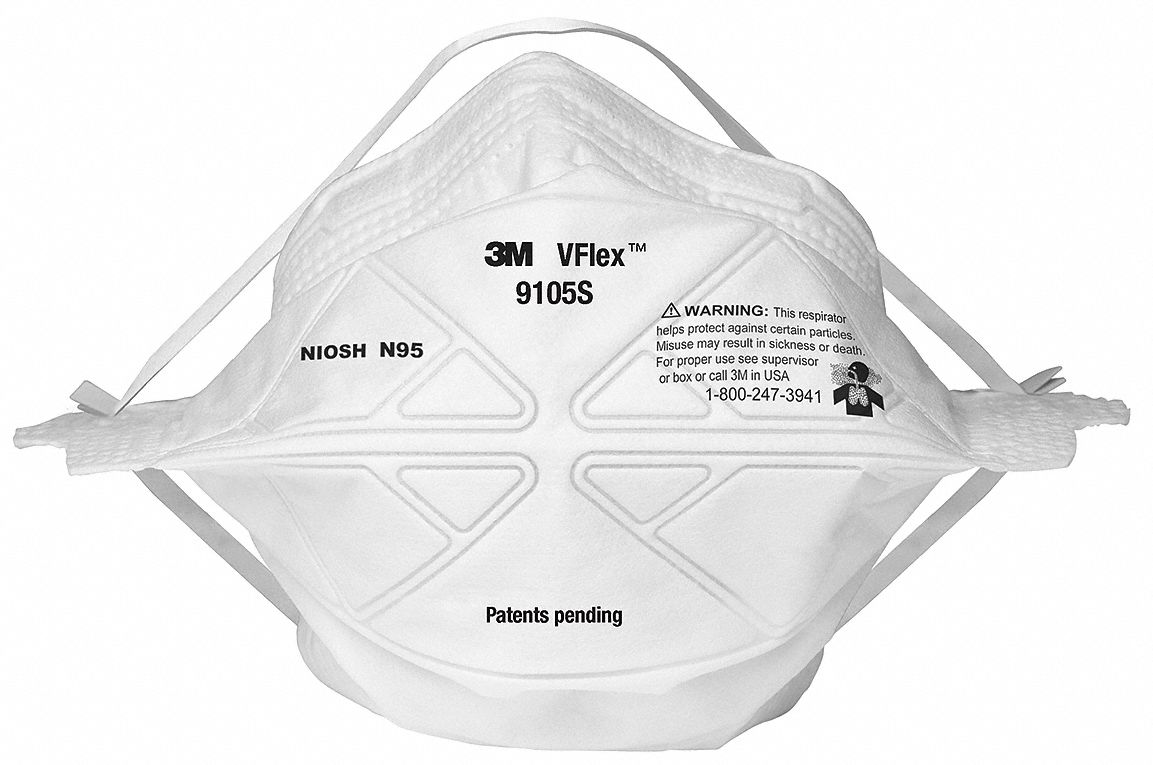 RESPIRATEUR JETABLE, P, PP/POLYISOPRÈNE/MÉTAL, N95, PLIABLE À PLAT, 50/BOÎTE, NIOSH