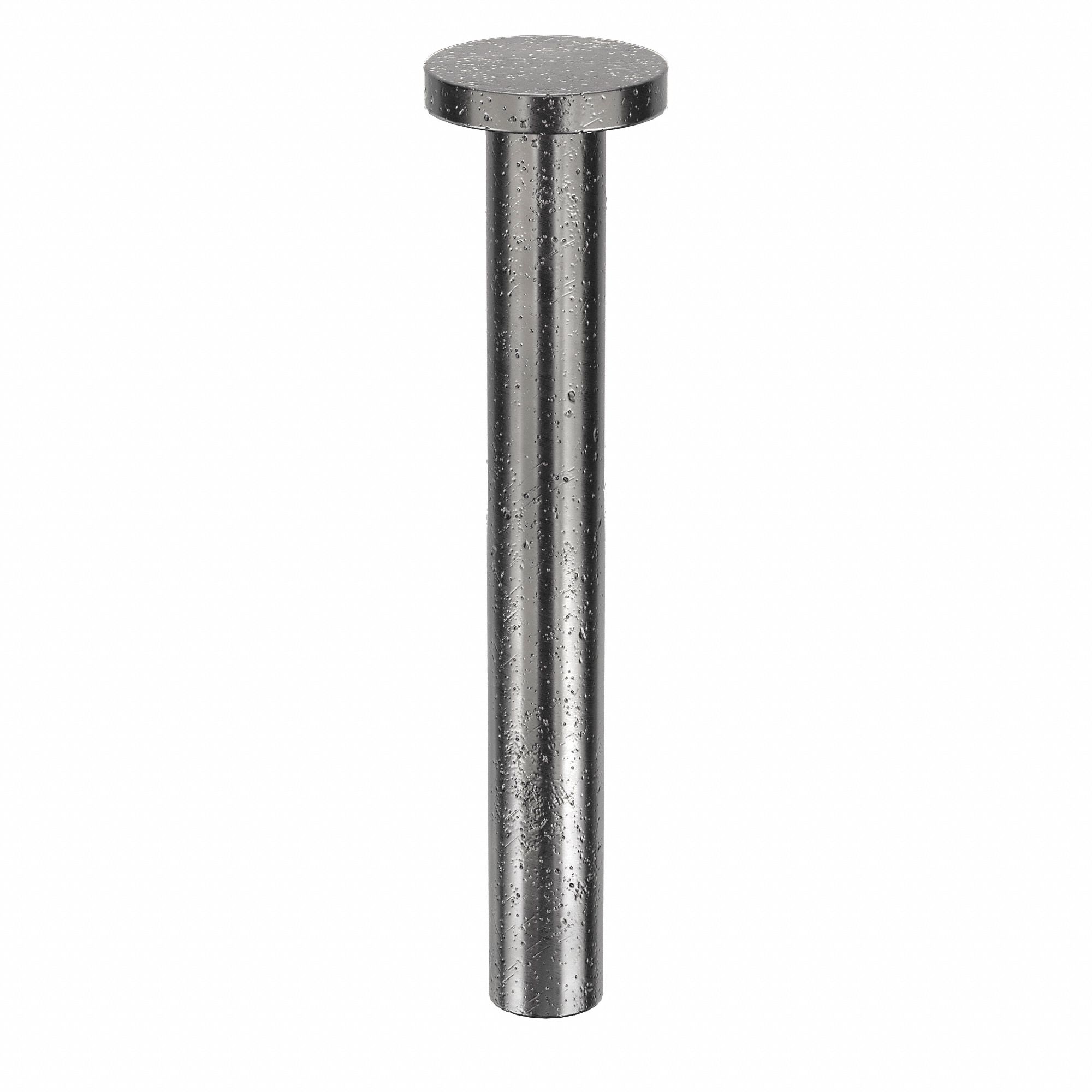 Solid Rivet, 2 in L, Flat, PK30: Inch, Flat, 0.25 in Shank Dia, 2 5/64 in Overall Lg, Steel, 30 PK