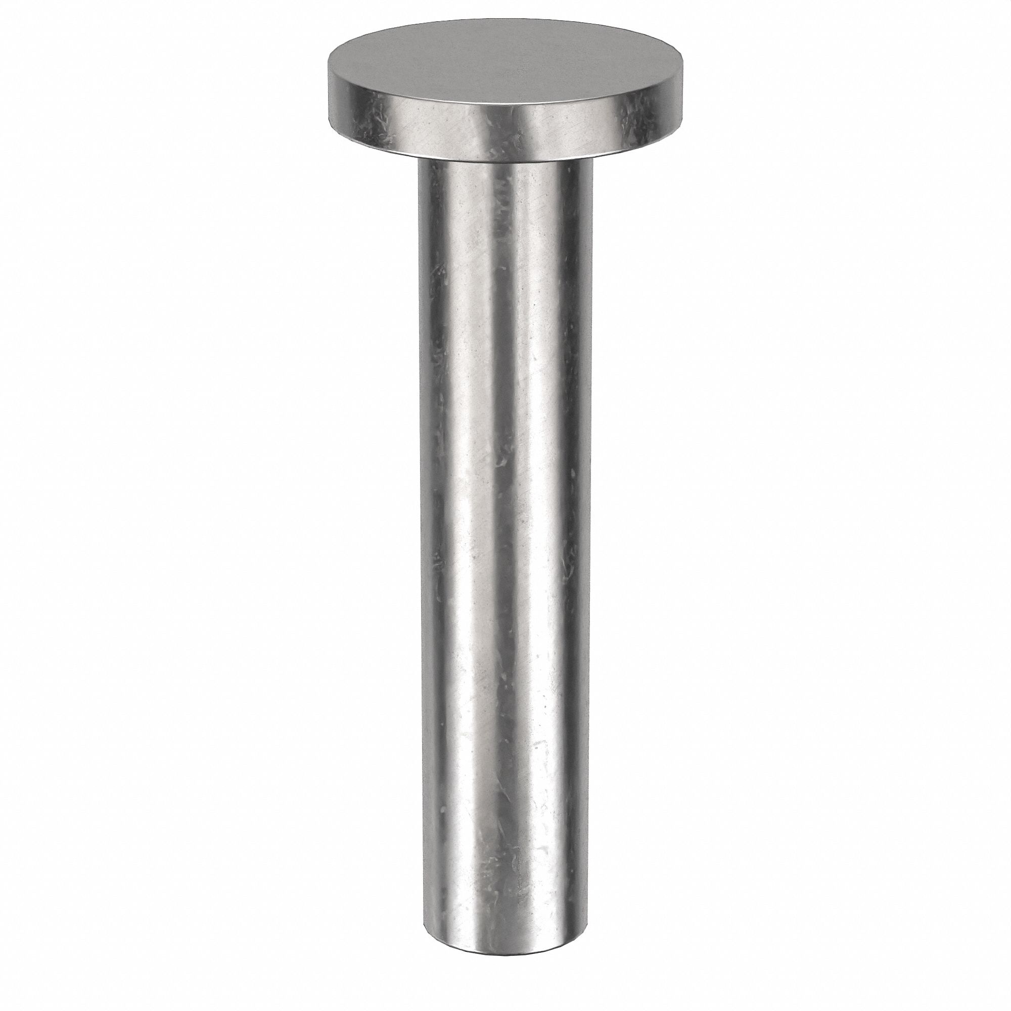 Solid Rivet, 5/8 in L, Flat, PK100: Inch, Flat, 0.125 in Shank Dia, 43/64 in Overall Lg, 300, 100 PK
