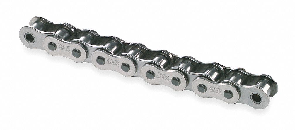 TSUBAKI Roller Chain: Single Strand, 50, 5/8 in Pitch, Stainless Steel, 10  ft Overall Lg