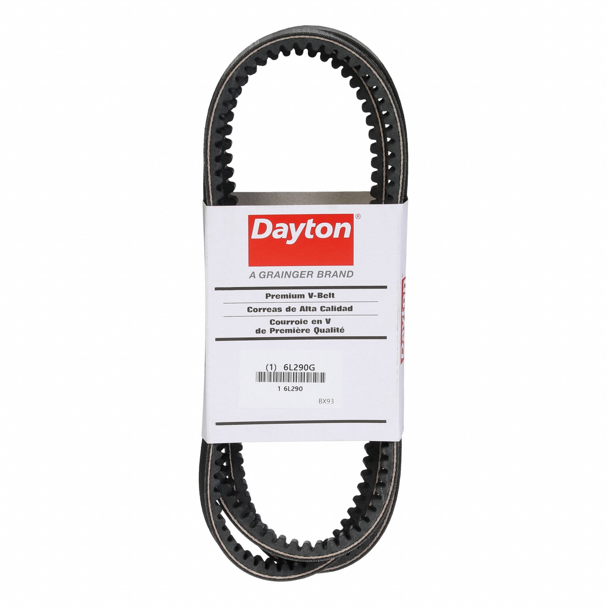 Cogged V-Belt: BX93, 96 in Outside Lg, 21/32 in Top Wd, 13/32 in Thick, Polyester