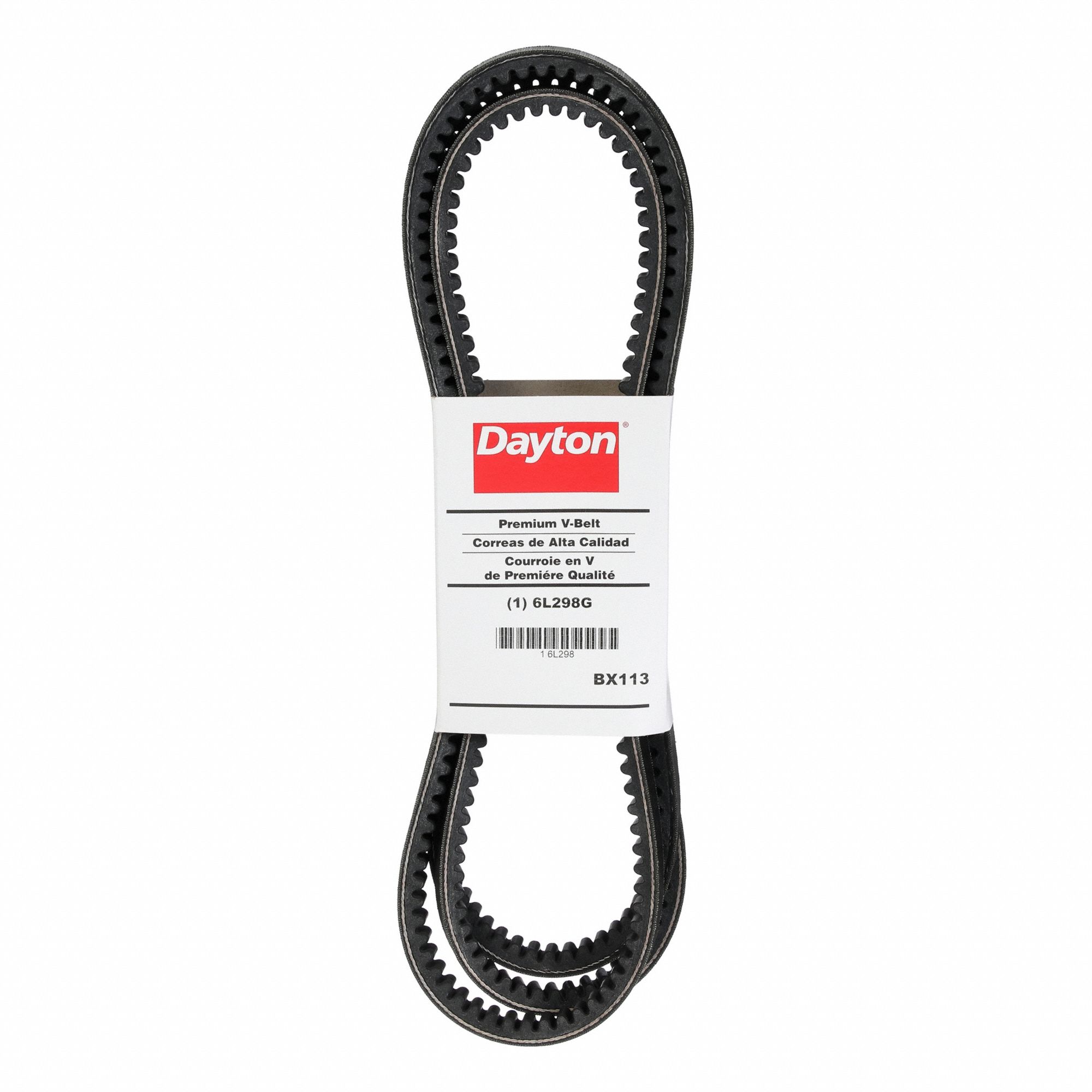 Cogged V-Belt: BX113, 116 in Outside Lg, 21/32 in Top Wd, 13/32 in Thick, Polyester