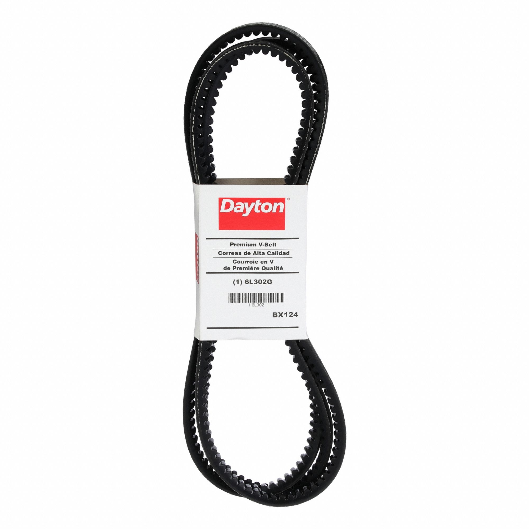 Cogged V-Belt: BX124, 127 in Outside Lg, 21/32 in Top Wd, 13/32 in Thick, Polyester