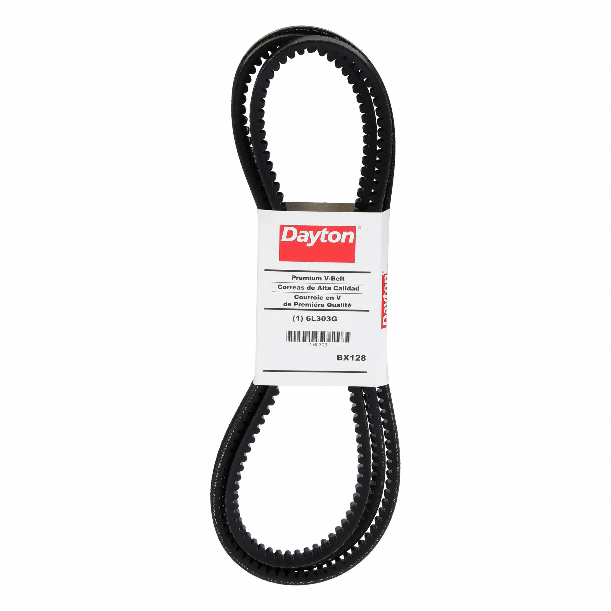 Cogged V-Belt: BX128, 131 in Outside Lg, 21/32 in Top Wd, 13/32 in Thick, Polyester