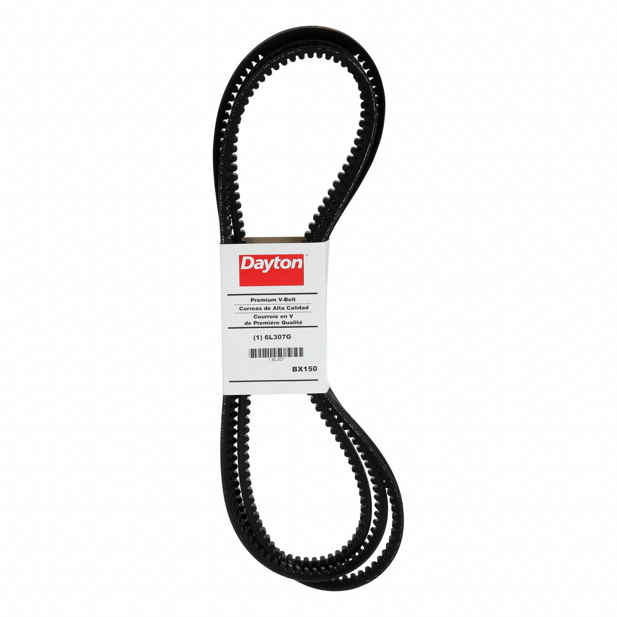 Cogged V-Belt: BX150, 153 in Outside Lg, 21/32 in Top Wd, 13/32 in Thick, Polyester