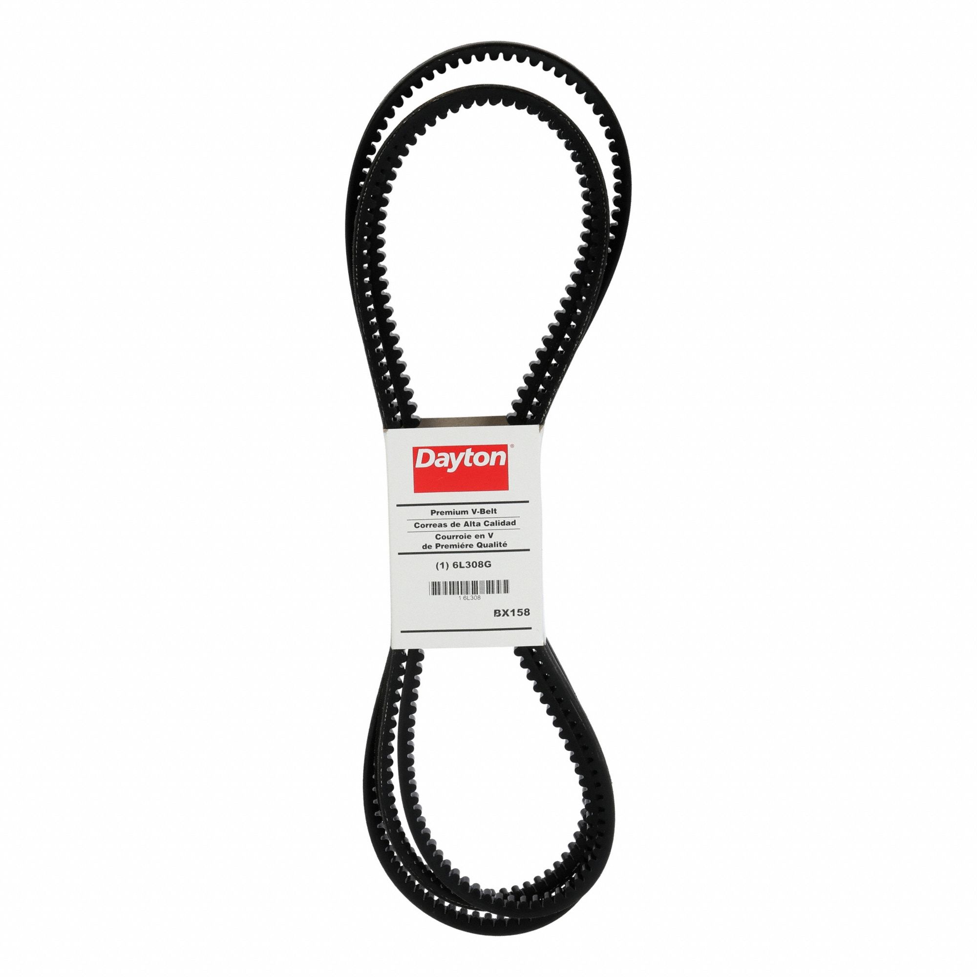 Cogged V-Belt: BX158, 161 in Outside Lg, 21/32 in Top Wd, 13/32 in Thick, Polyester