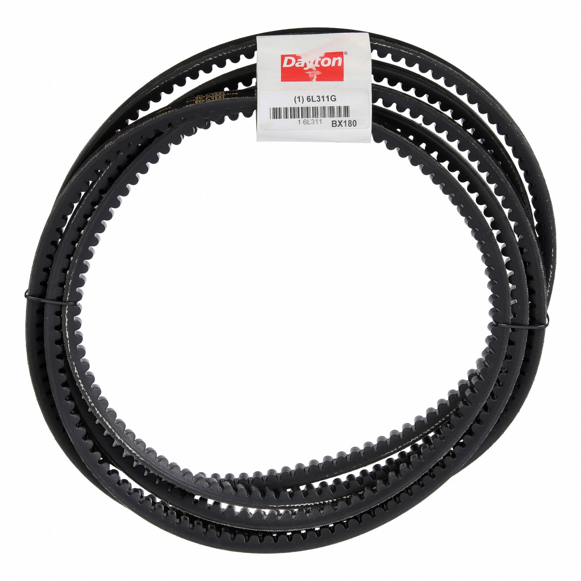 Cogged V-Belt: BX180, 183 in Outside Lg, 21/32 in Top Wd, 13/32 in Thick, Polyester