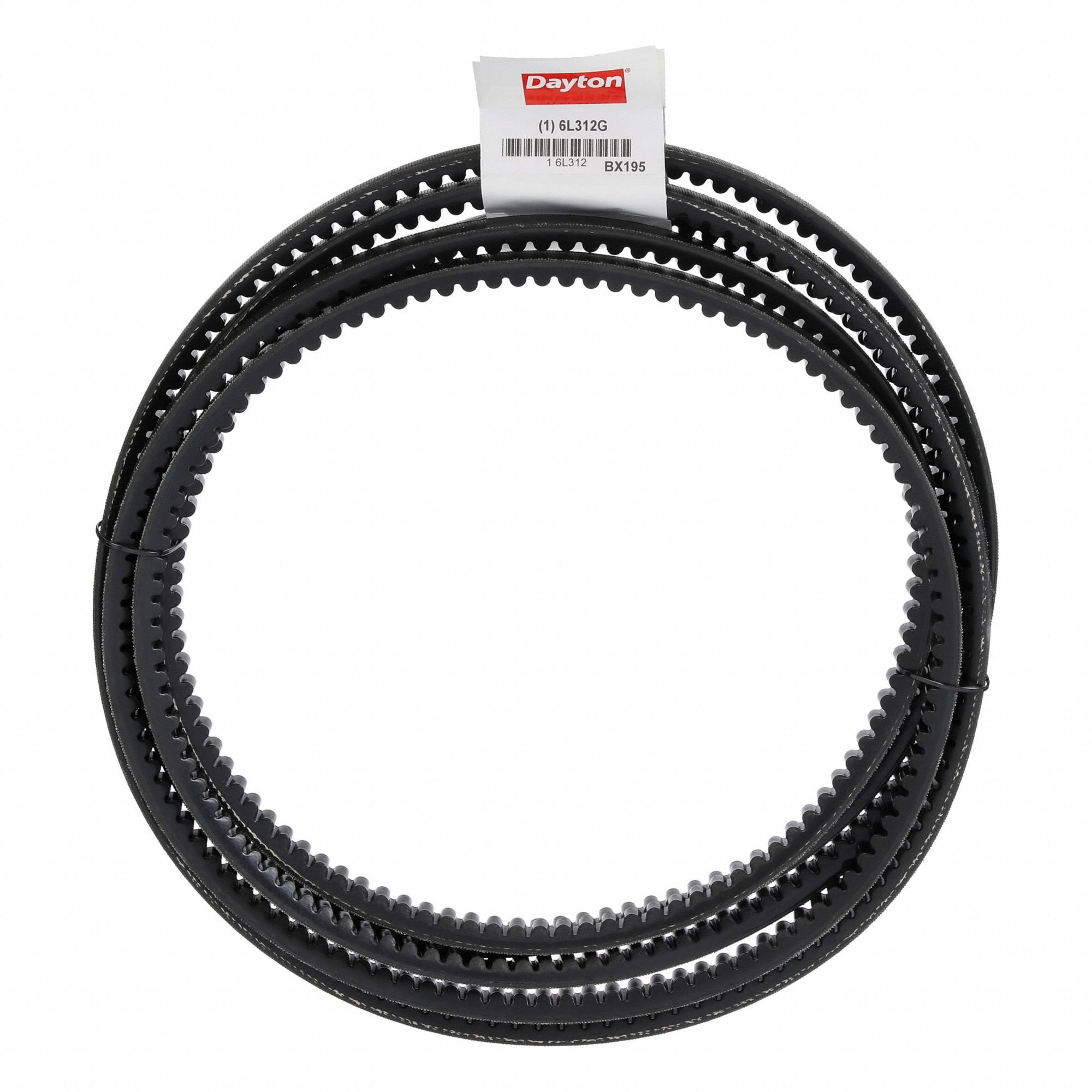 Cogged V-Belt: BX195, 198 in Outside Lg, 21/32 in Top Wd, 13/32 in Thick, Polyester