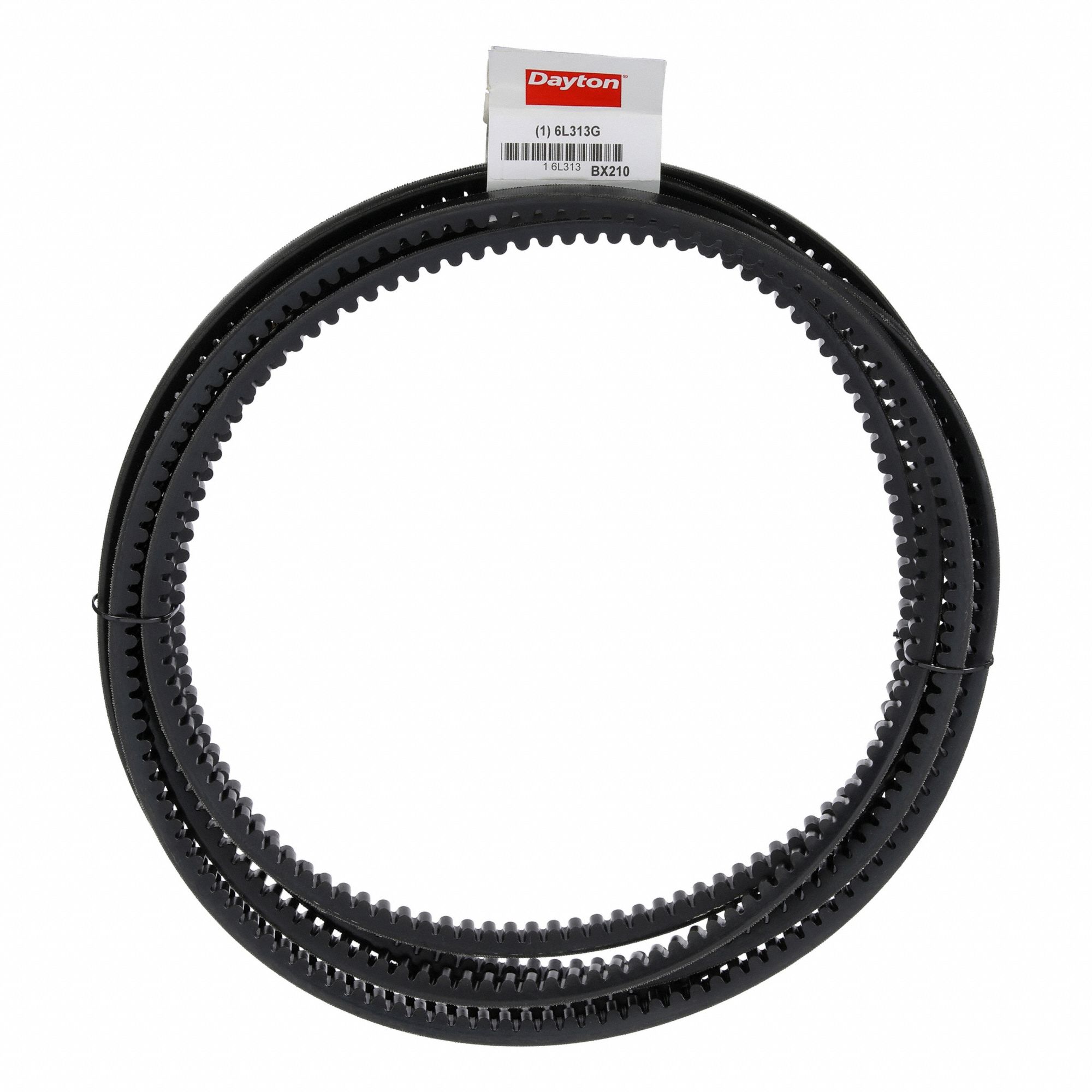 Cogged V-Belt: BX210, 213 in Outside Lg, 21/32 in Top Wd, 13/32 in Thick, Polyester