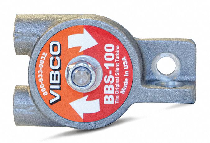 Pneumatic Vibrator: 20 lbf, 12, 000 vpm, 1/8 in NPT, BBS, 66 dBA, 3.5 cfm @ 60 psi, Aluminum