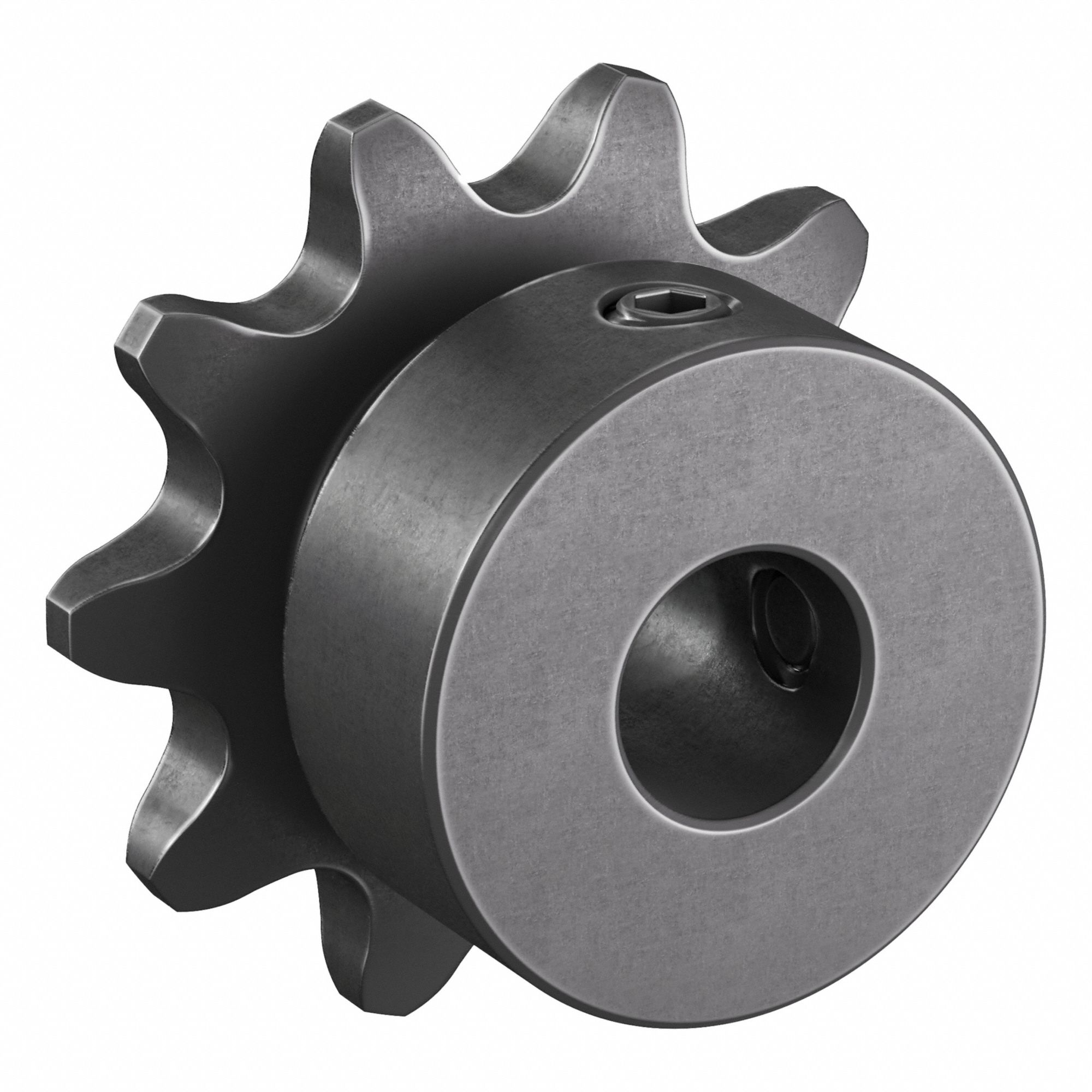 Single Strand Sprocket: 35, For 3/8 in Chain Pitch, 3/8 in Bore Dia, 10 Teeth, Steel