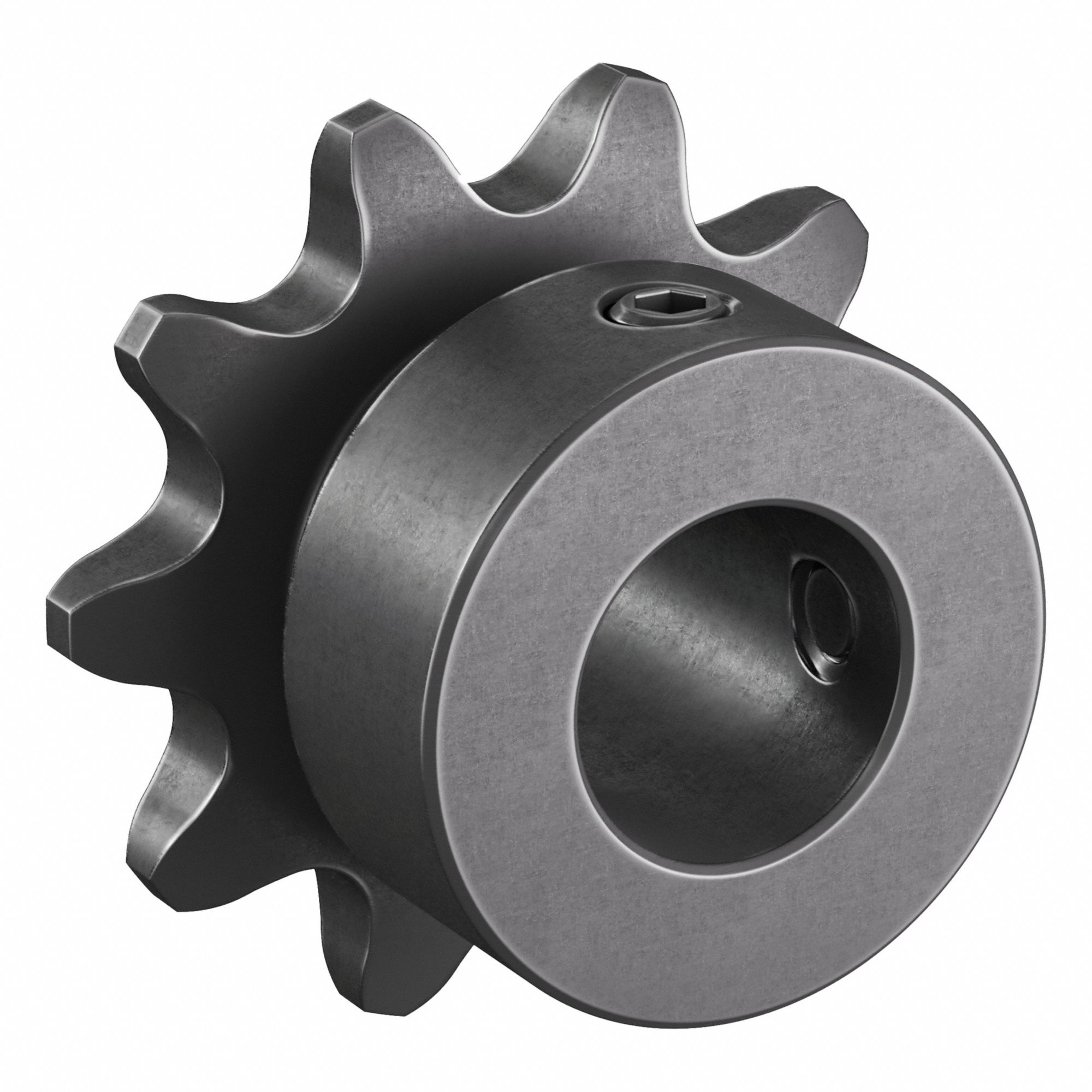 Single Strand Sprocket: 35, For 3/8 in Chain Pitch, 1/2 in Bore Dia, 10 Teeth, Steel