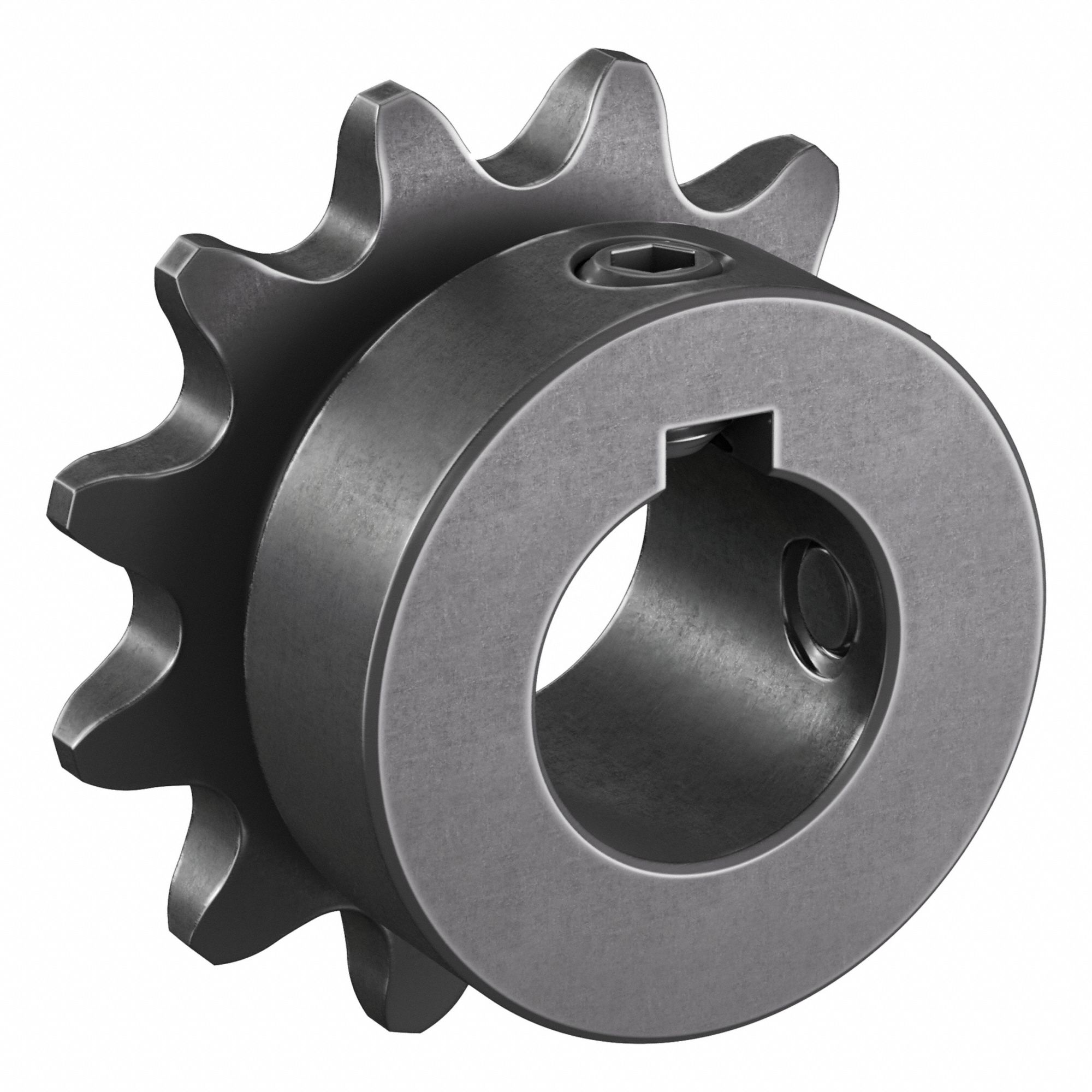 Single Strand Sprocket: 35, For 3/8 in Chain Pitch, 5/8 in Bore Dia, 12 Teeth, Steel