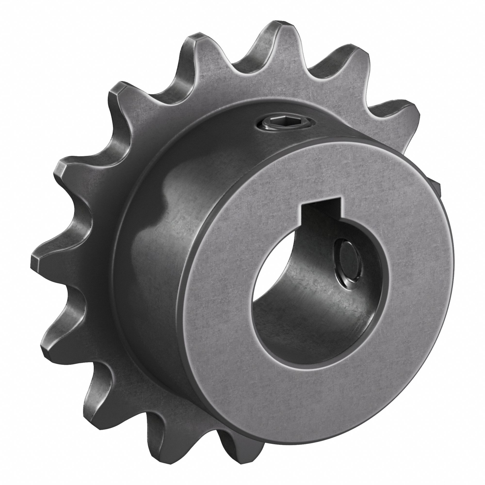 Single Strand Sprocket: 35, For 3/8 in Chain Pitch, 5/8 in Bore Dia, 15 Teeth, Steel