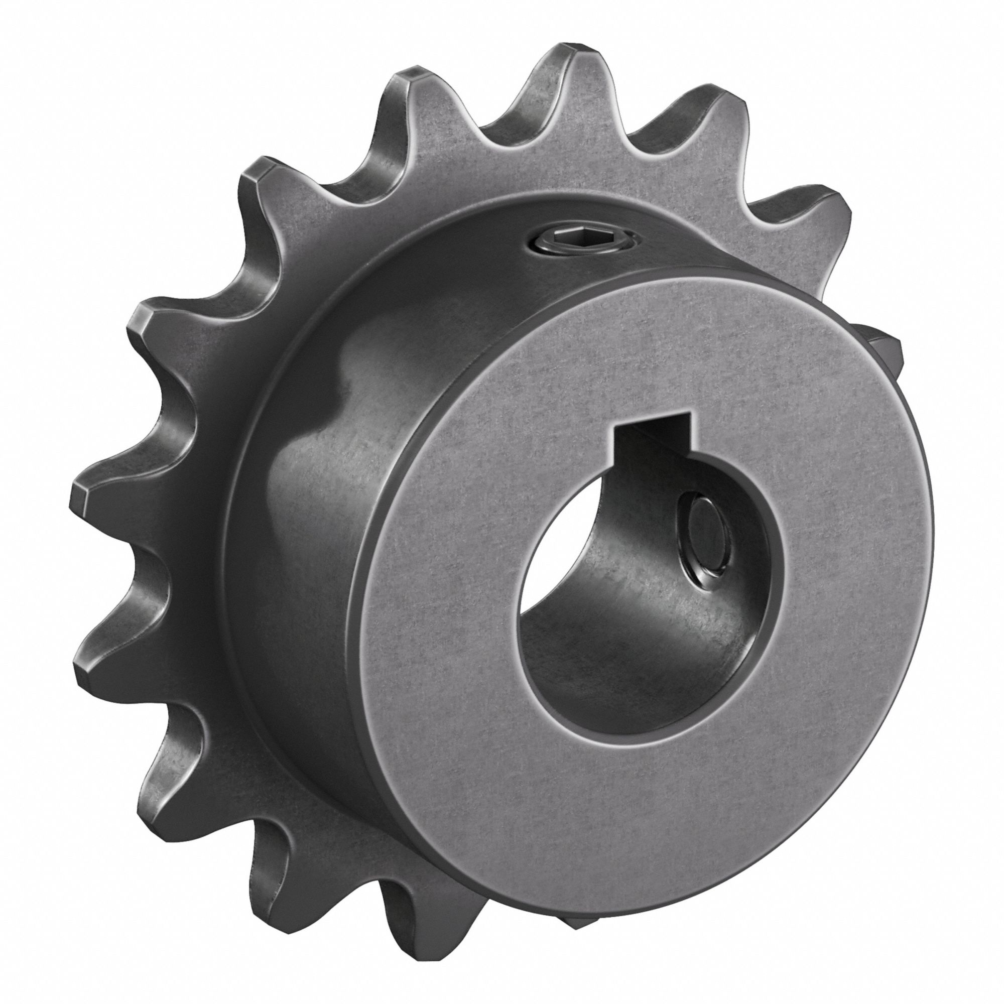 Single Strand Sprocket: 35, For 3/8 in Chain Pitch, 5/8 in Bore Dia, 16 Teeth, Steel