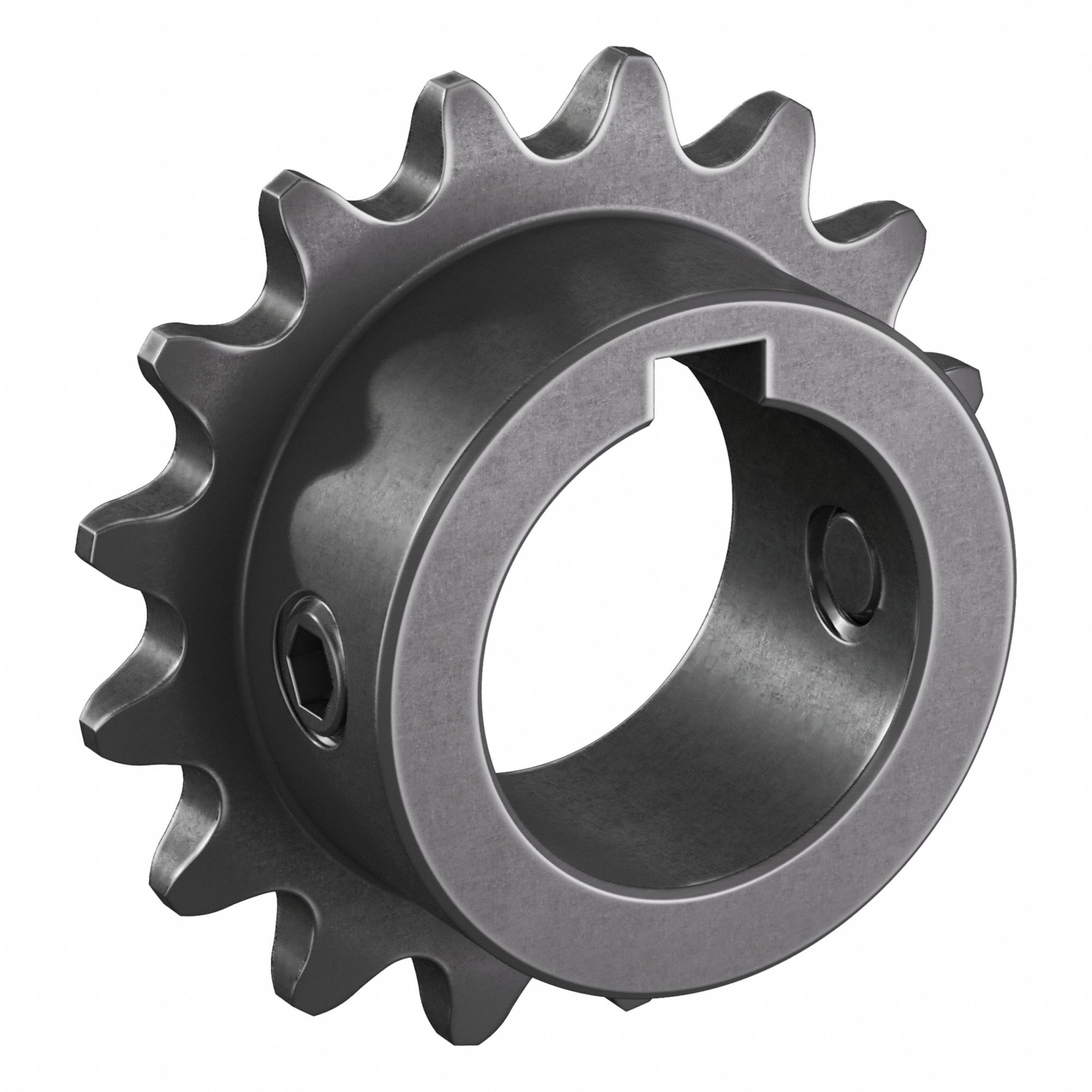 Single Strand Sprocket: 35, For 3/8 in Chain Pitch, 1 in Bore Dia, 16 Teeth, Steel
