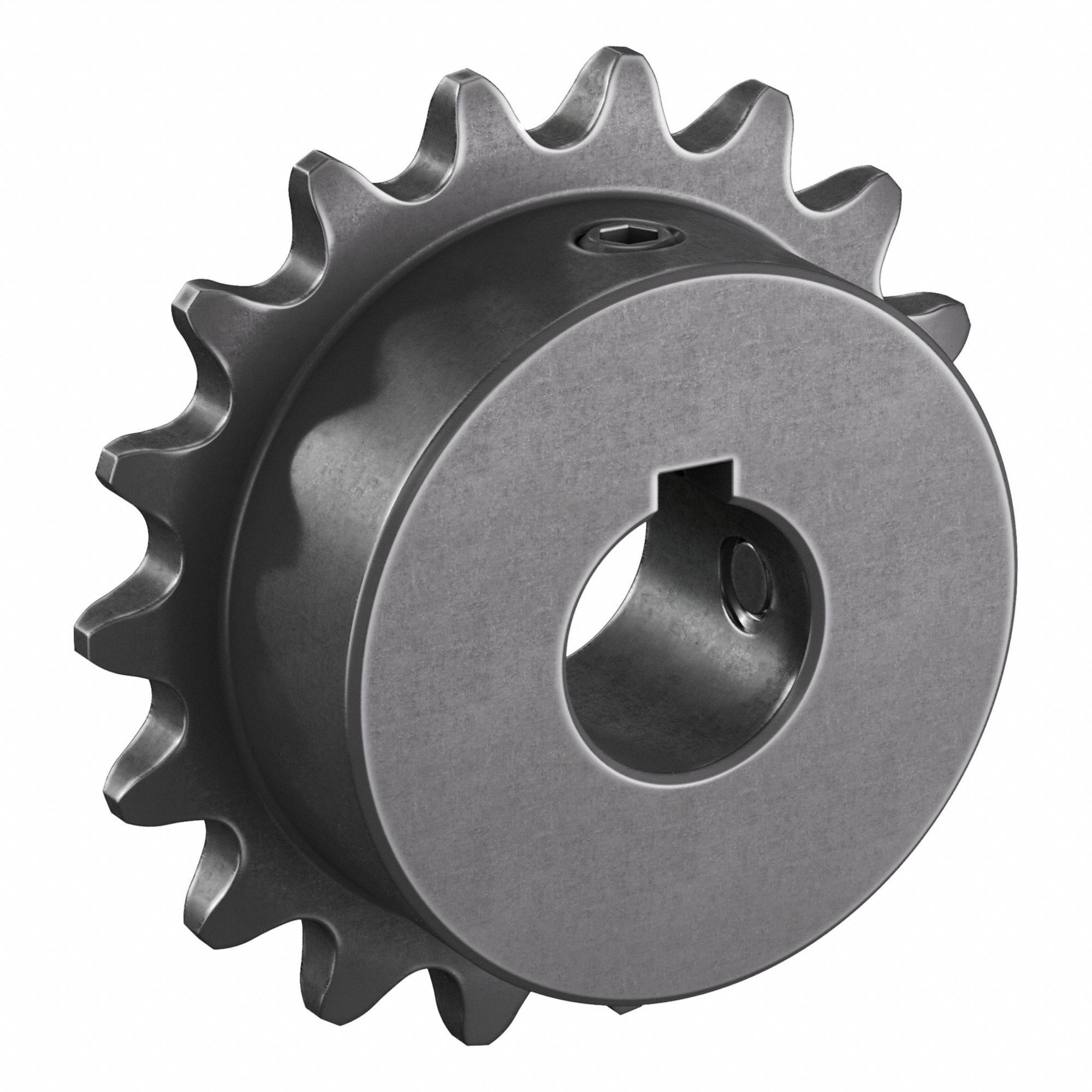 Single Strand Sprocket: 35, For 3/8 in Chain Pitch, 5/8 in Bore Dia, 18 Teeth, Steel