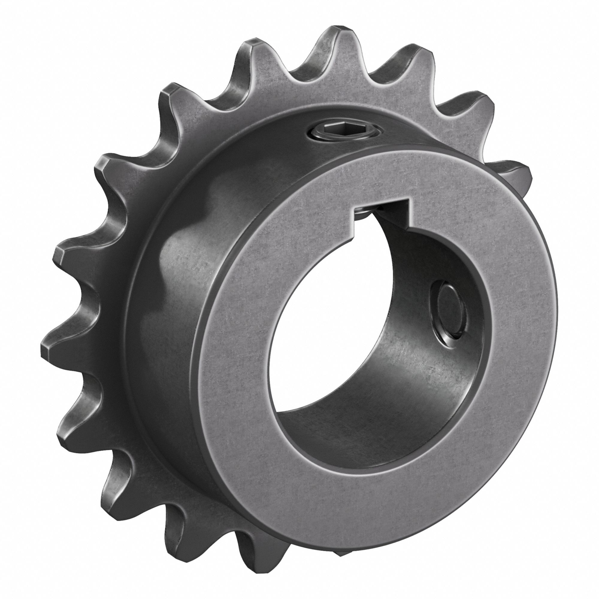 Single Strand Sprocket: 35, For 3/8 in Chain Pitch, 1 in Bore Dia, 18 Teeth, Steel