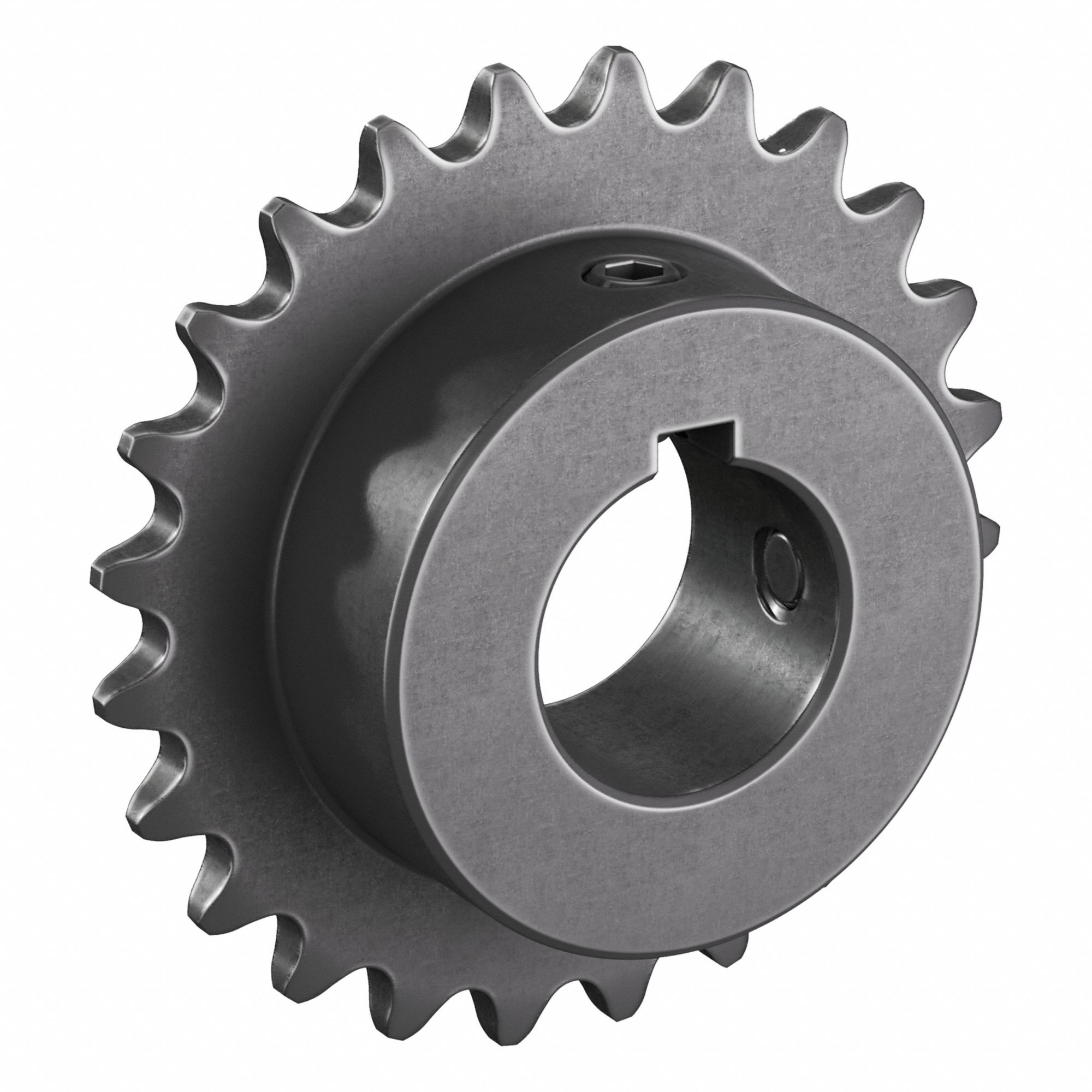 Single Strand Sprocket: 35, For 3/8 in Chain Pitch, 1 in Bore Dia, 24 Teeth, Steel