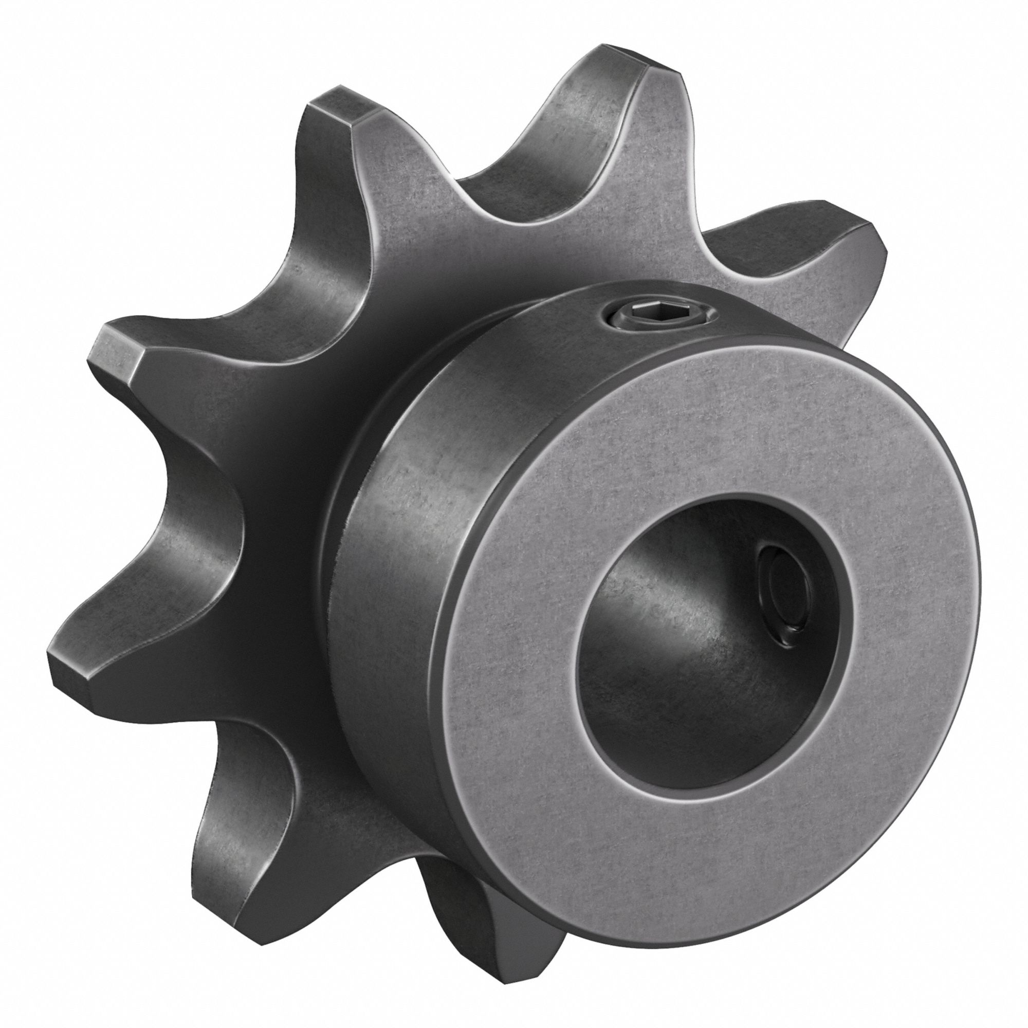 Single Strand Sprocket: 40, For 1/2 in Chain Pitch, 1/2 in Bore Dia, 9 Teeth, Steel