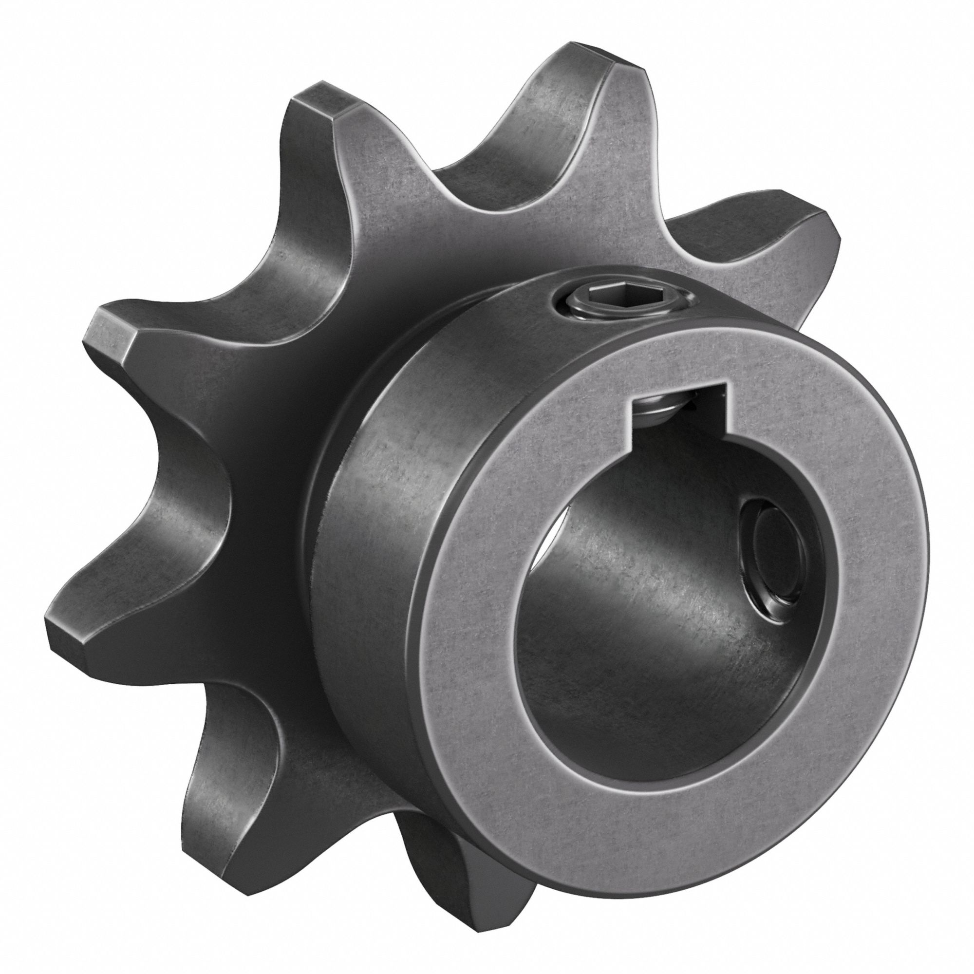 Single Strand Sprocket: 40, For 1/2 in Chain Pitch, 5/8 in Bore Dia, 9 Teeth, Steel