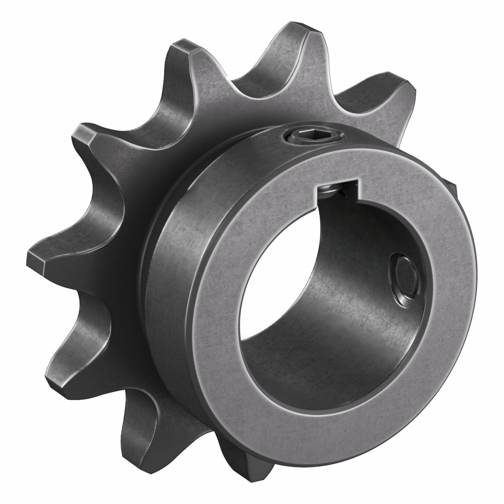 Single Strand Sprocket: 40, For 1/2 in Chain Pitch, 7/8 in Bore Dia, 11 Teeth, Steel