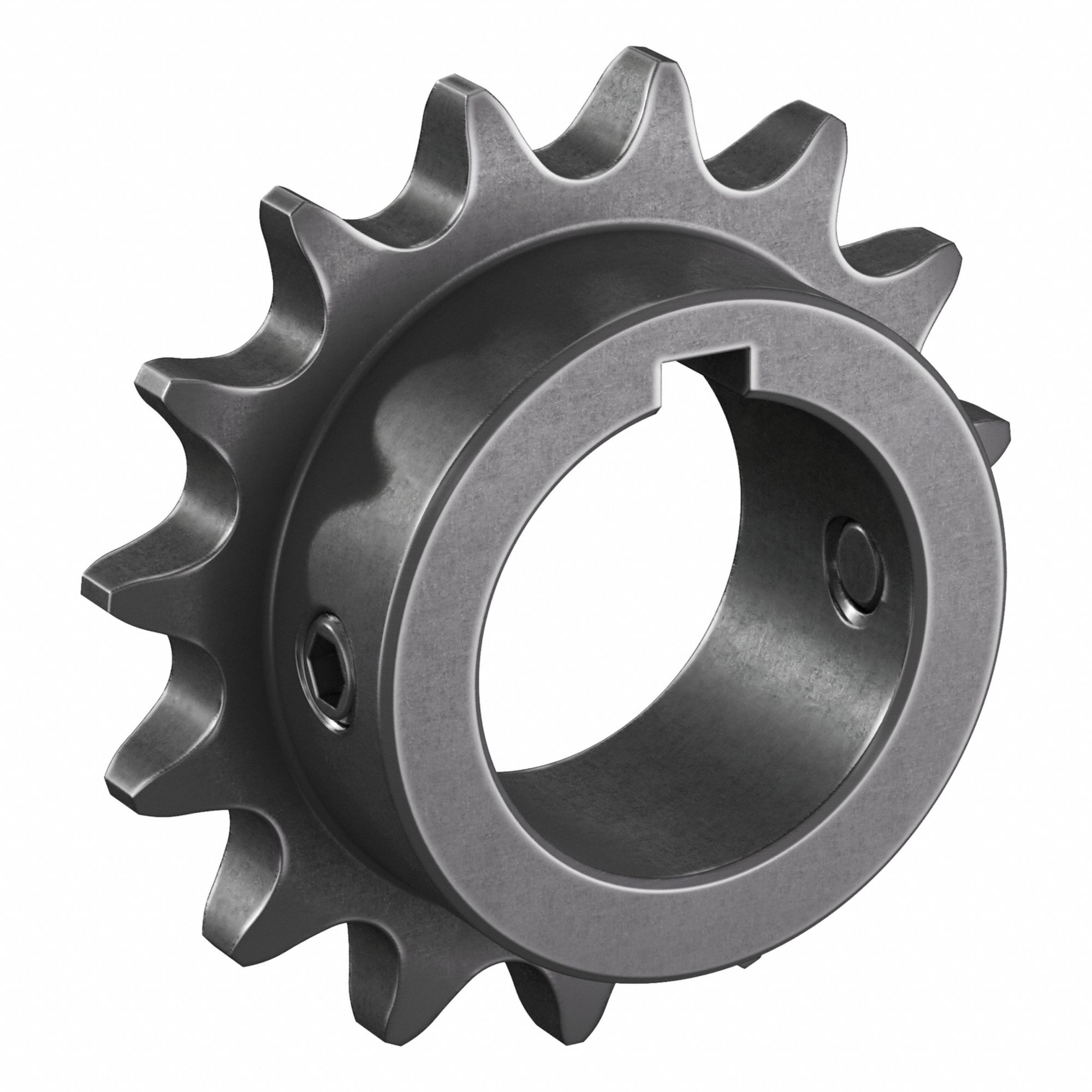 Single Strand Sprocket: 40, For 1/2 in Chain Pitch, 1 1/4 in Bore Dia, 15 Teeth, Steel