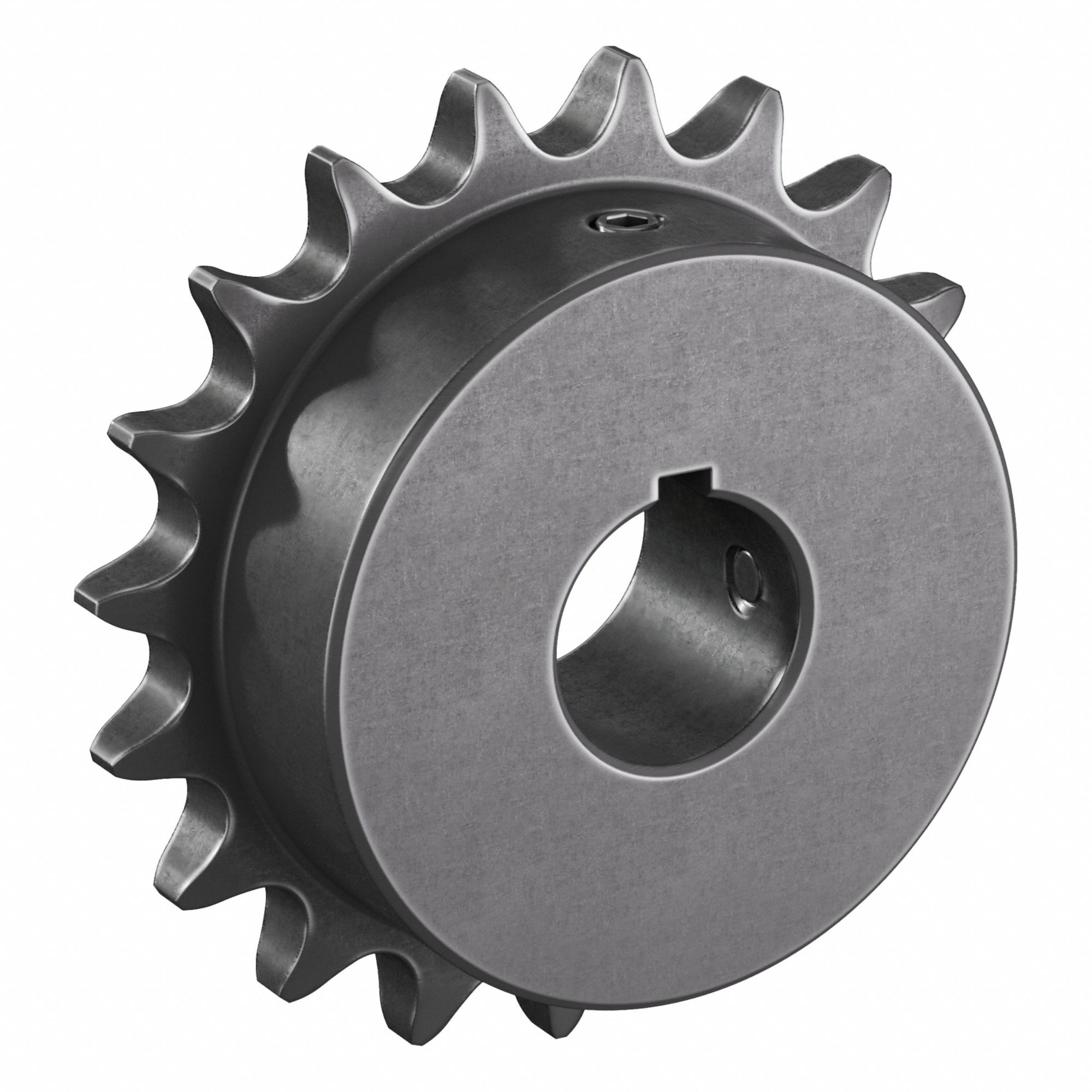 Single Strand Sprocket: 40, For 1/2 in Chain Pitch, 7/8 in Bore Dia, 19 Teeth, Steel