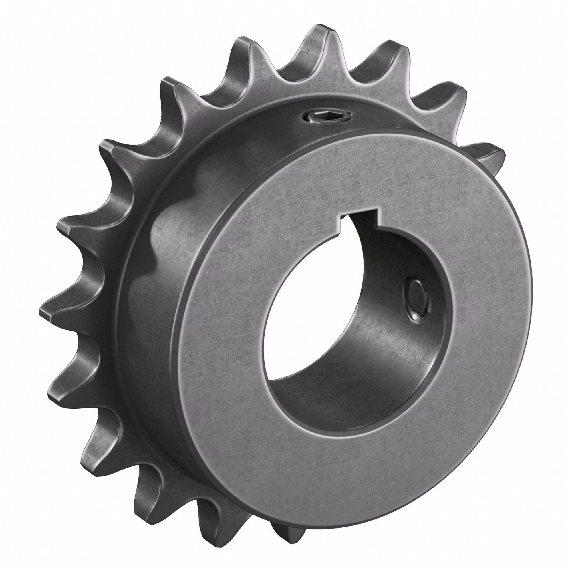 Single Strand Sprocket: 40, For 1/2 in Chain Pitch, 1 1/4 in Bore Dia, 19 Teeth, Steel