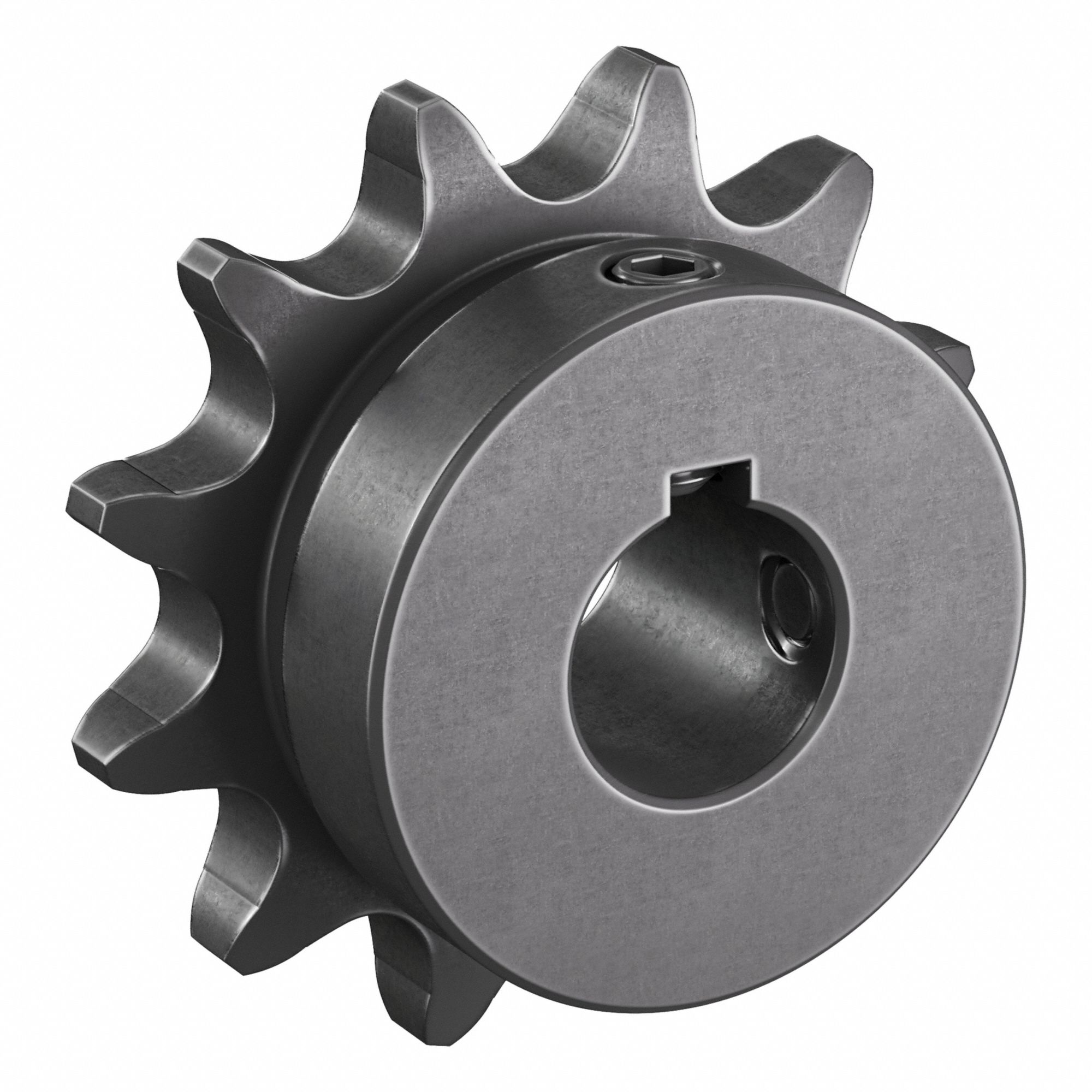 Single Strand Sprocket: 41, For 1/2 in Chain Pitch, 5/8 in Bore Dia, 12 Teeth, Steel