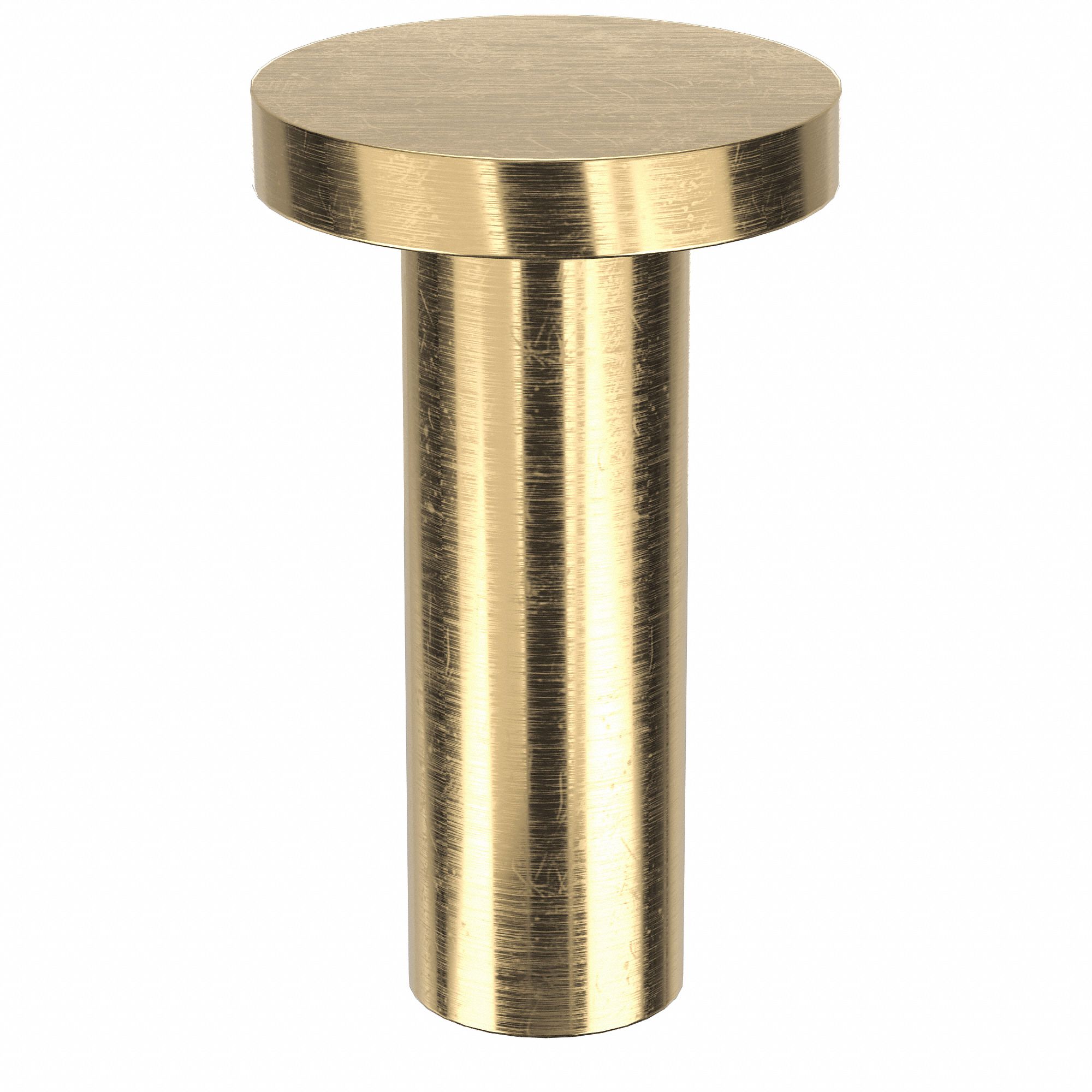 SOLID RIVET, INCH, FLAT, ¼ IN SHANK DIA, 53/64 IN OVERALL L, BRASS, PLAIN FINISH, 60 PK