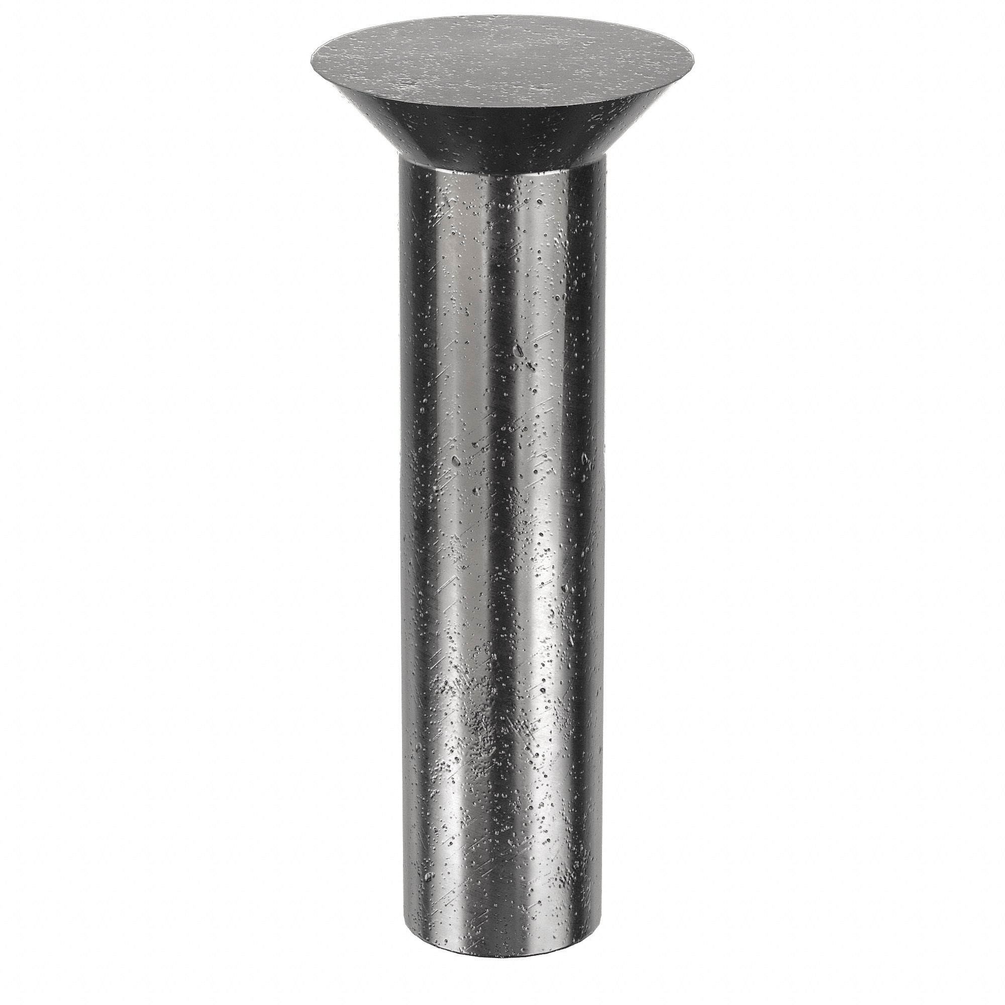 Solid Rivet, 1 1/4 in L, Countersunk, PK95: Inch, Countersunk, 0.1875 in Shank Dia, Steel, Plain, 95 PK
