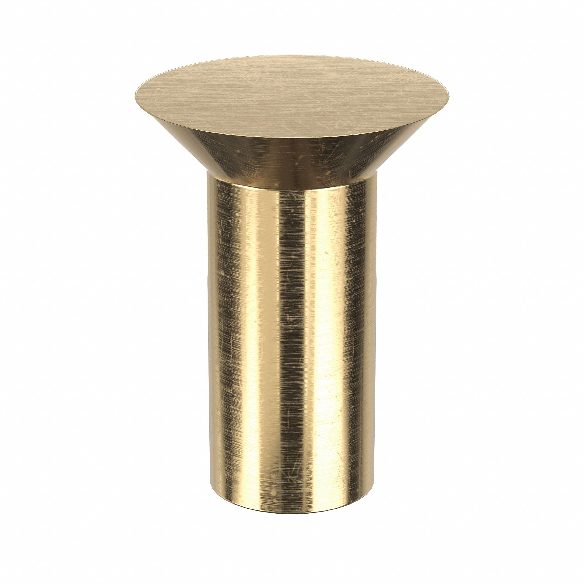 Solid Rivet, 1/4 in L, Countersunk, PK100: Inch, Countersunk, 0.125 in Shank Dia, Brass, Plain, 100 PK