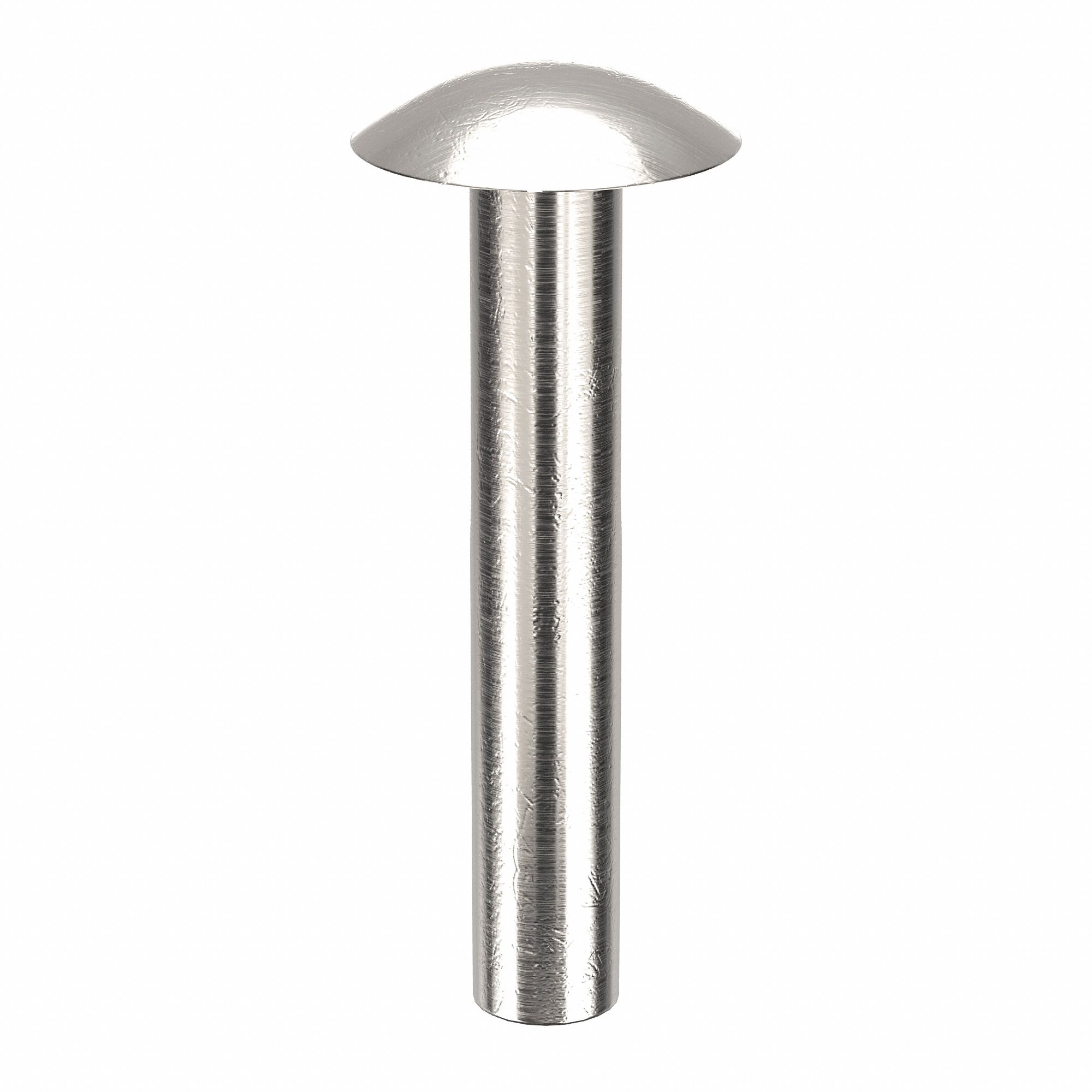 Solid Rivet, 3/4 in L, Brazier, PK250: Inch, Brazier, 0.125 in Shank Dia, 13/16 in Overall Lg, 250 PK