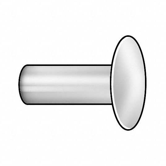 GRAINGER APPROVED Solid Rivet Round Head, Steel, 0.25 in Rivet Dia., 0