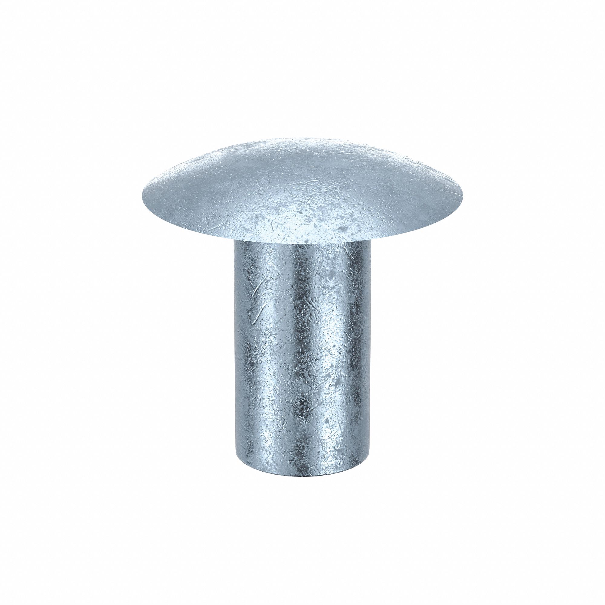 SOLID RIVET, INCH, DOME, ¼ IN SHANK DIA, 37/64 IN OVERALL L, STEEL, LOW CARBON, 85 PK