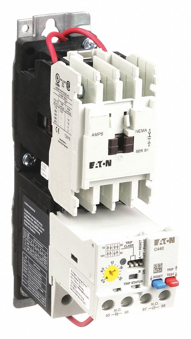 NEMA Magnetic Motor Starter: Non-Reversing, 3 Poles, NEMA Size 00, 9 A, 24V AC Coil