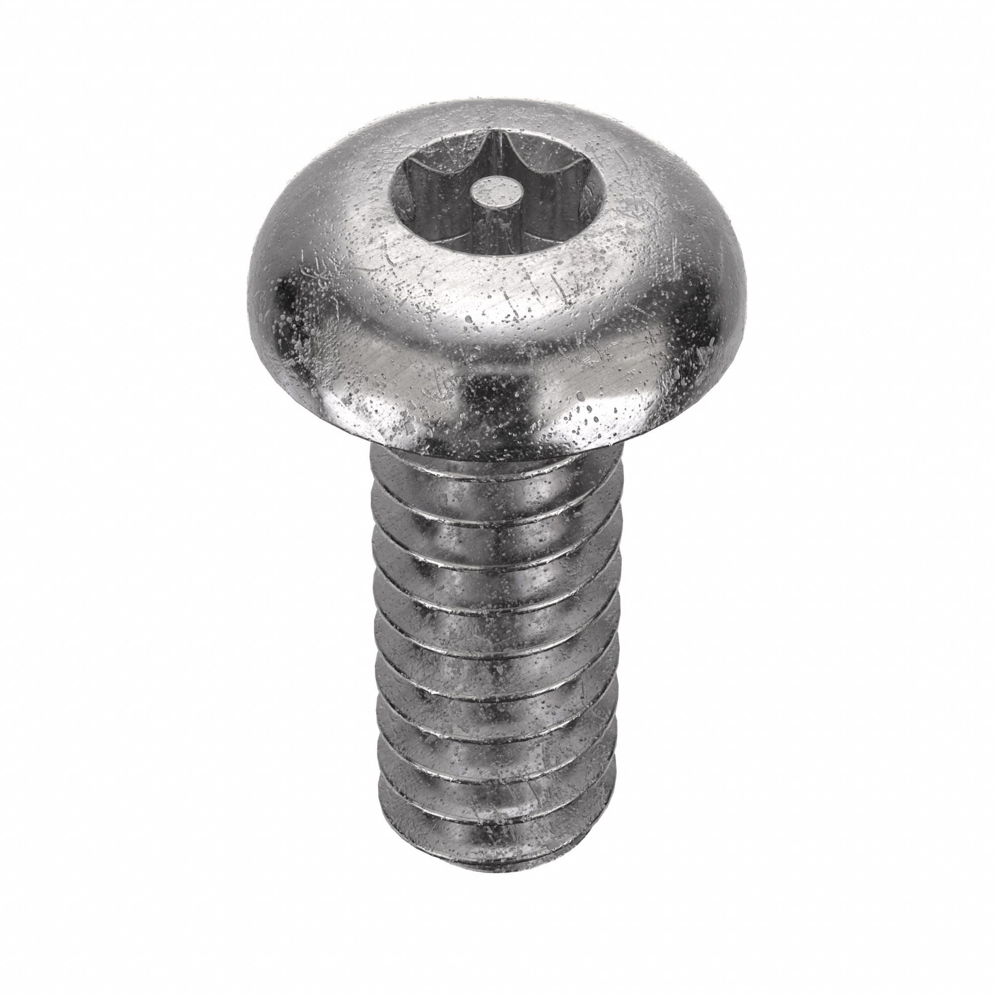 Tamper Resistant Screw: #6-32 Thread Size, 3/8 in Lg, Stainless Steel, Plain, Button, 25 PK