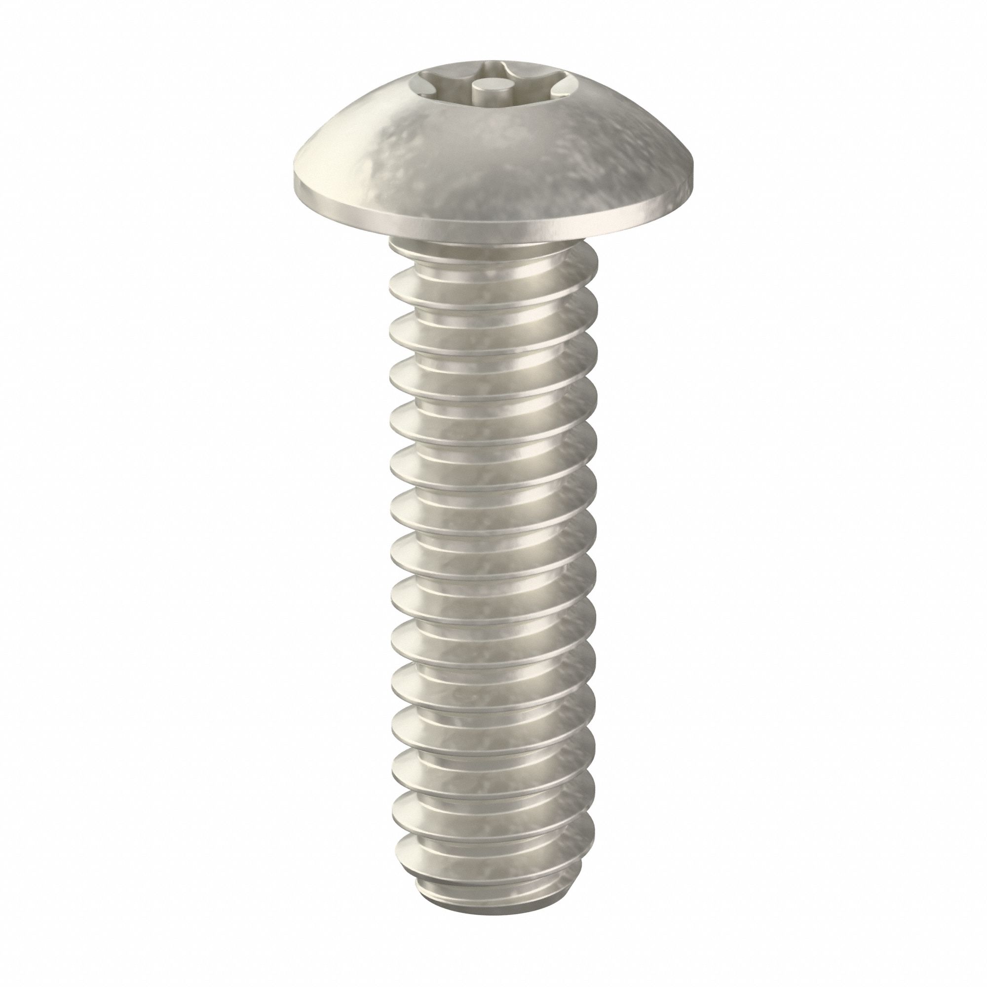 Tamper Resistant Screw: #6-32 Thread Size, 1/2 in Lg, Stainless Steel, Plain, Button, 25 PK