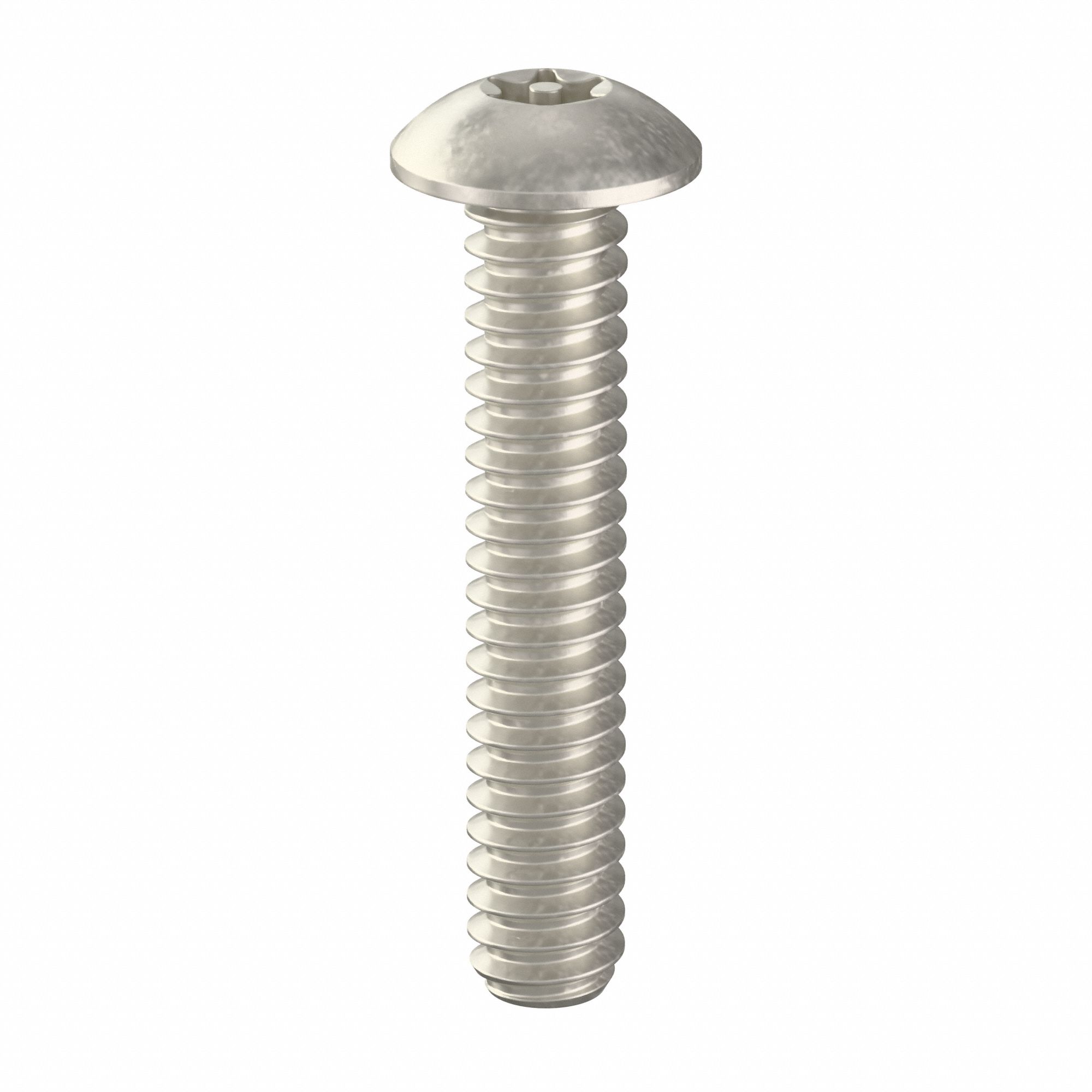Tamper Resistant Screw: #6-32 Thread Size, 3/4 in Lg, Stainless Steel, Plain, Button, 25 PK