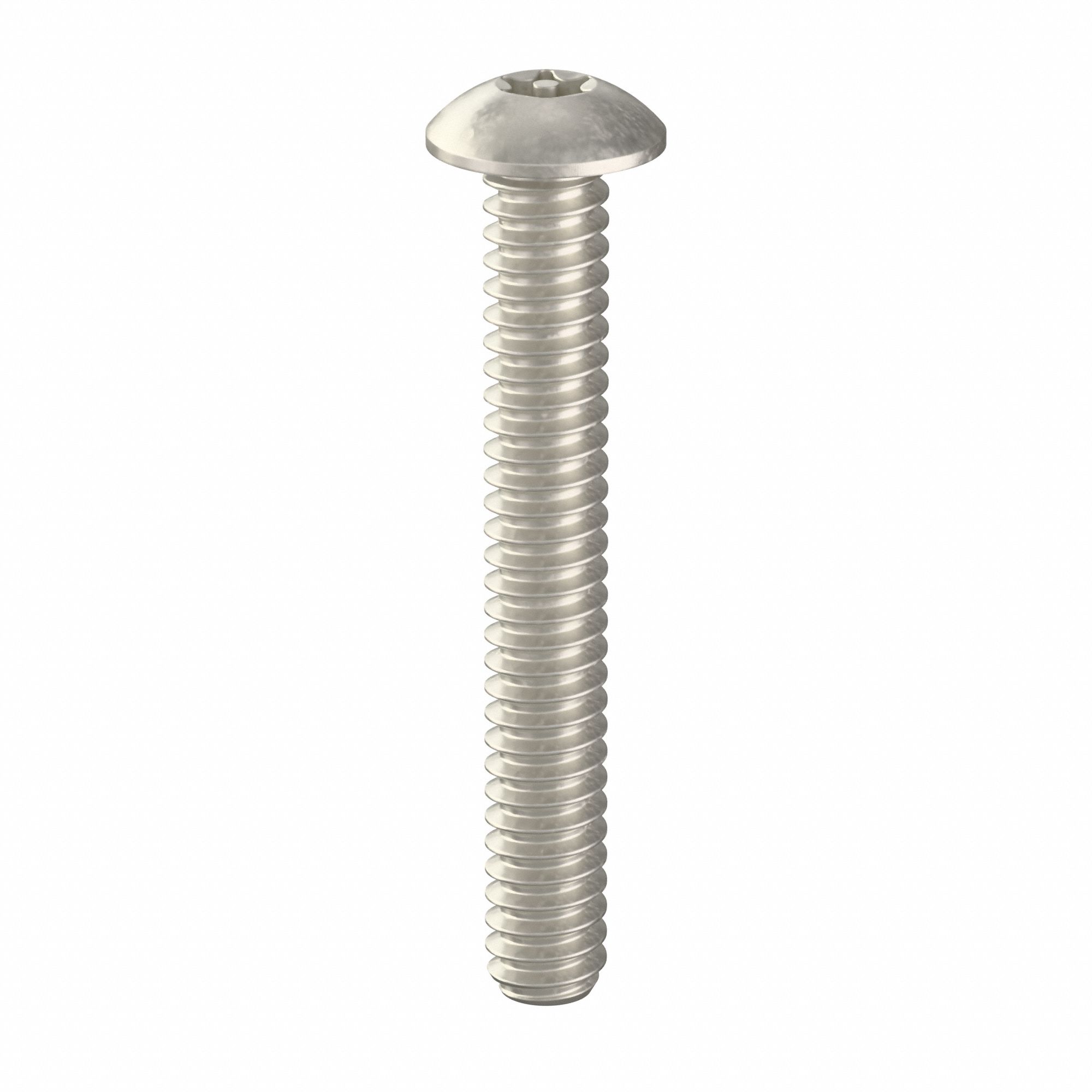 Tamper Resistant Screw: #6-32 Thread Size, 1 in Lg, Stainless Steel, Plain, Button, 25 PK