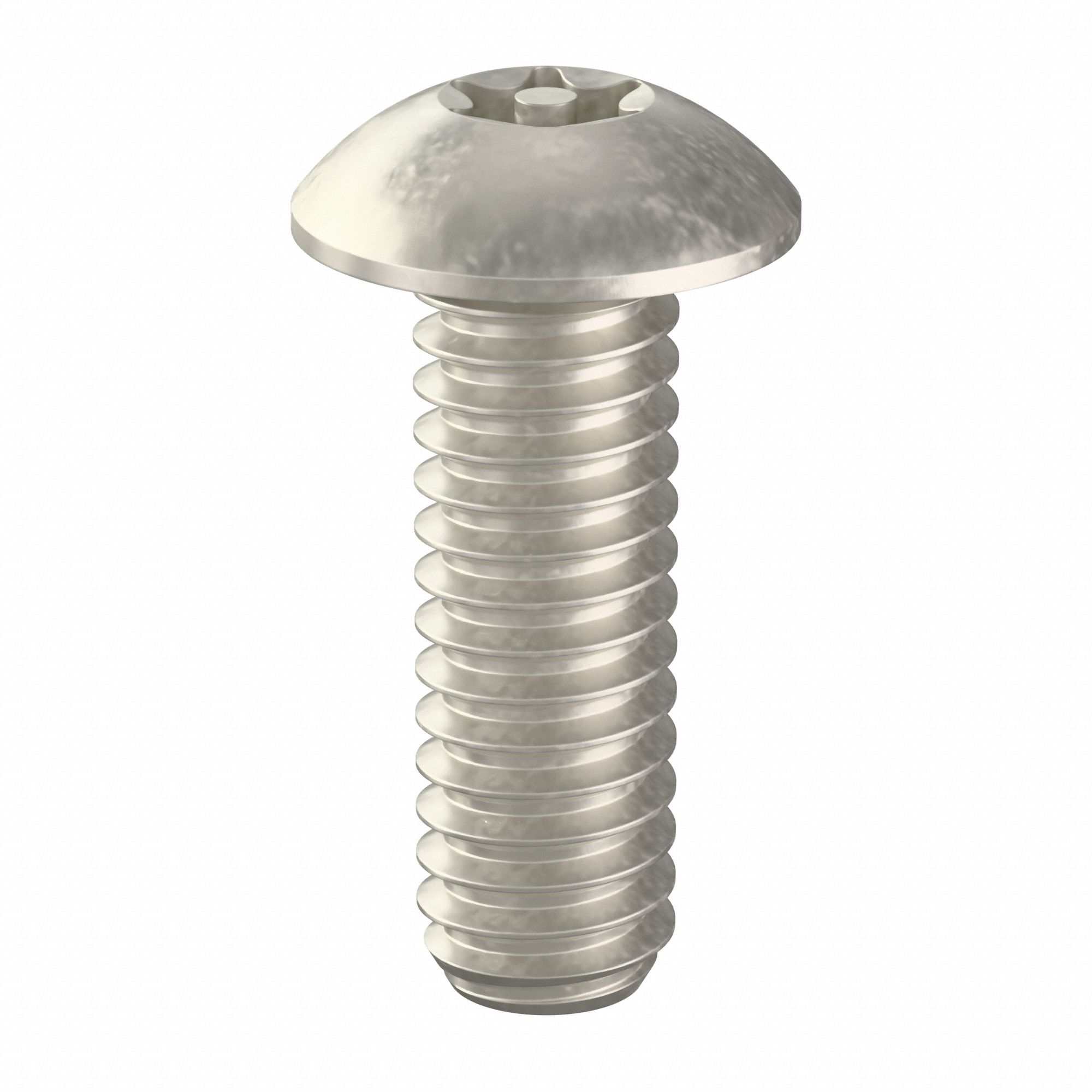 Tamper Resistant Screw: #8-32 Thread Size, 1/2 in Lg, Stainless Steel, Plain, Button, 25 PK