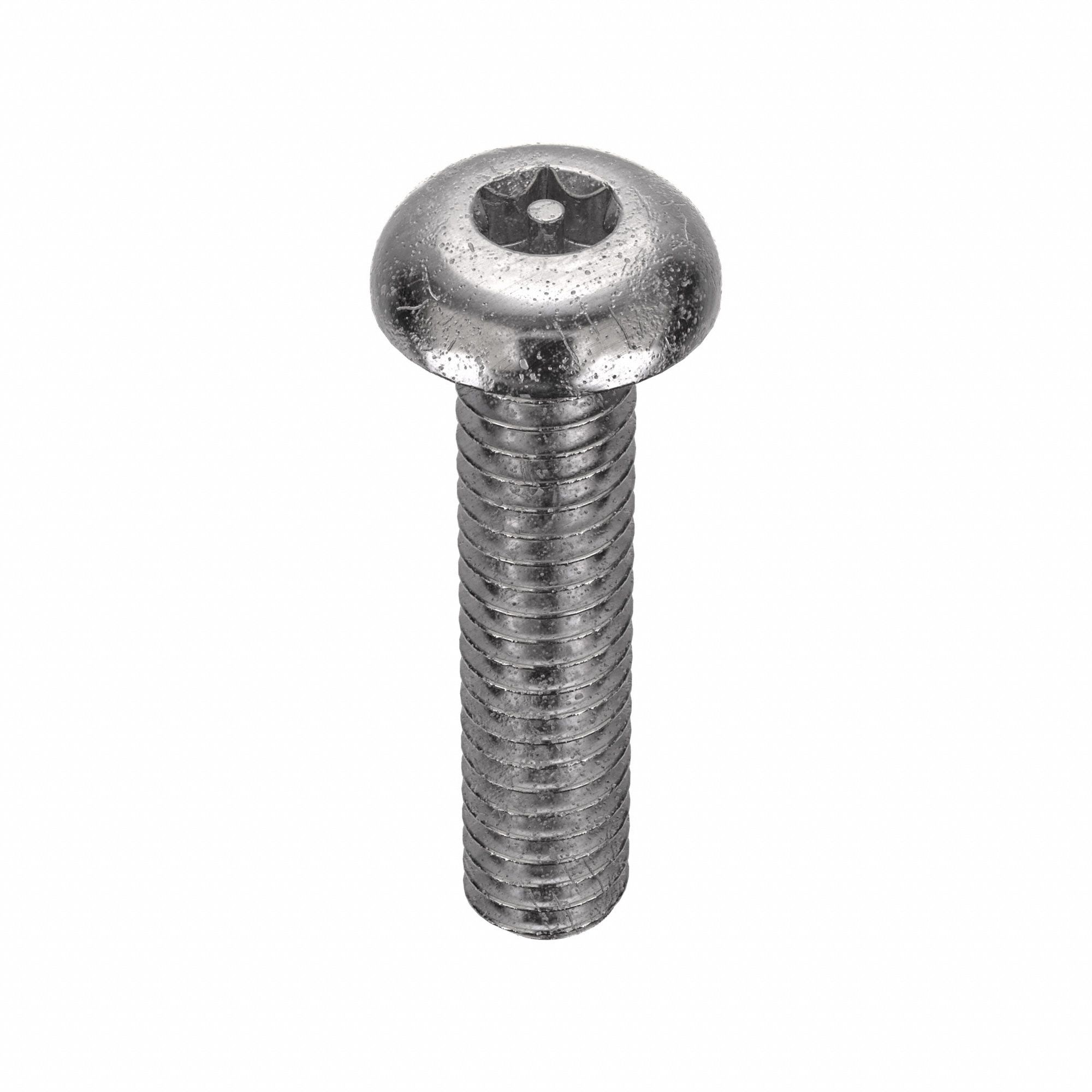Tamper Resistant Screw: #8-32 Thread Size, 3/4 in Lg, Stainless Steel, Plain, Button, 25 PK