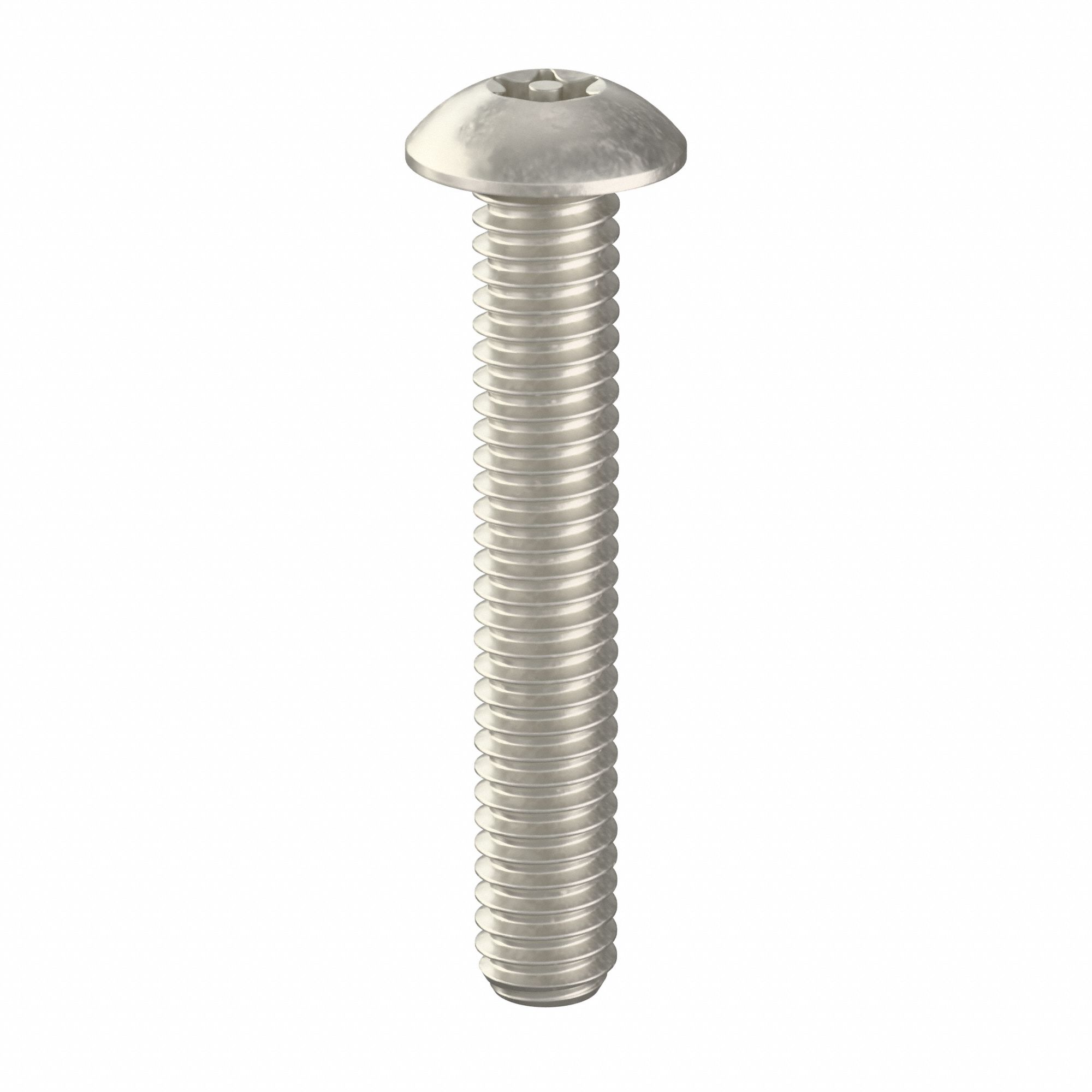 Tamper Resistant Screw: #8-32 Thread Size, 1 in Lg, Stainless Steel, Plain, Button, 25 PK