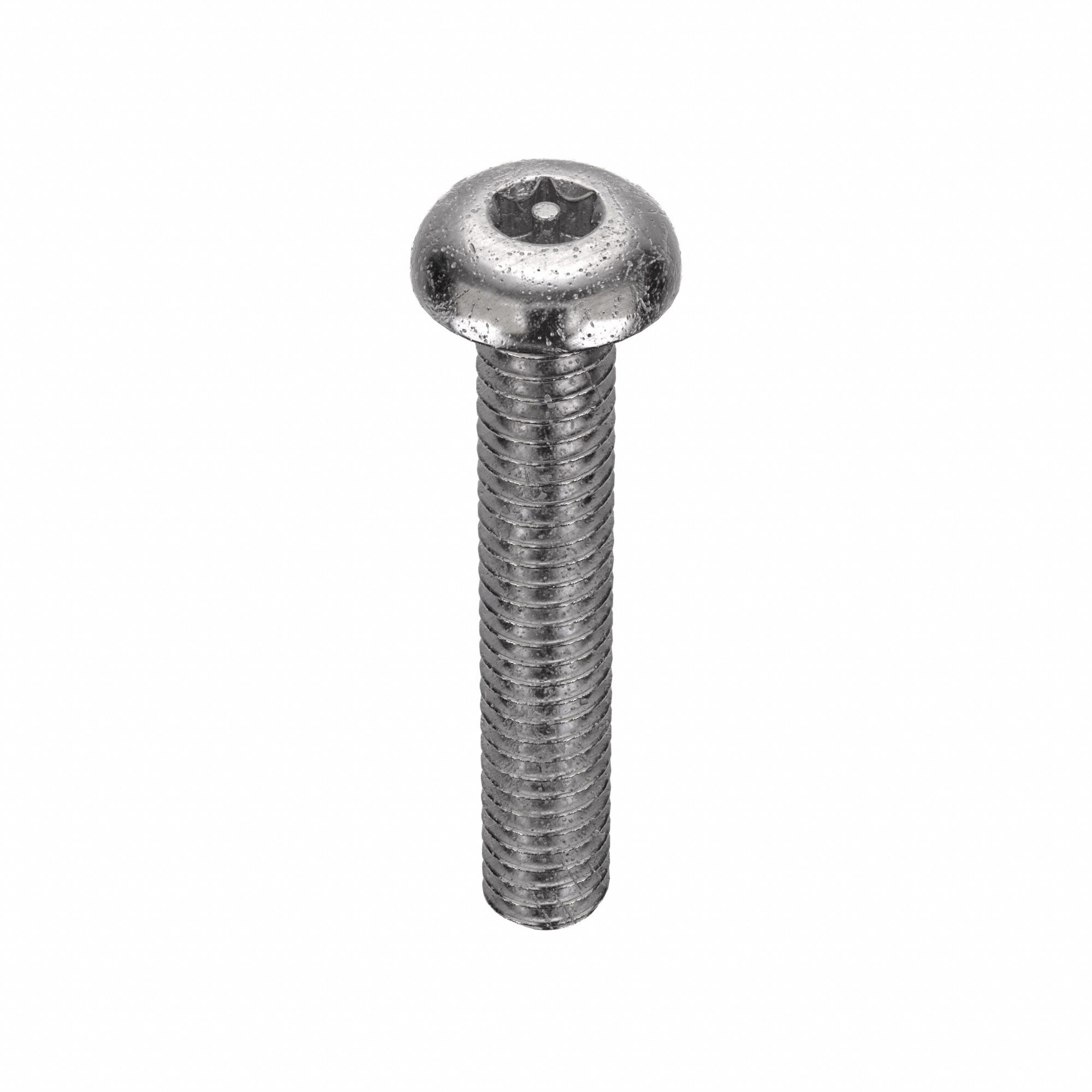 TAMPER RESISTANT SCREW, #8-32 THREAD, 1 IN L, 18-8 SS, PLAIN FINISH, BUTTON, TORX, 25 PK