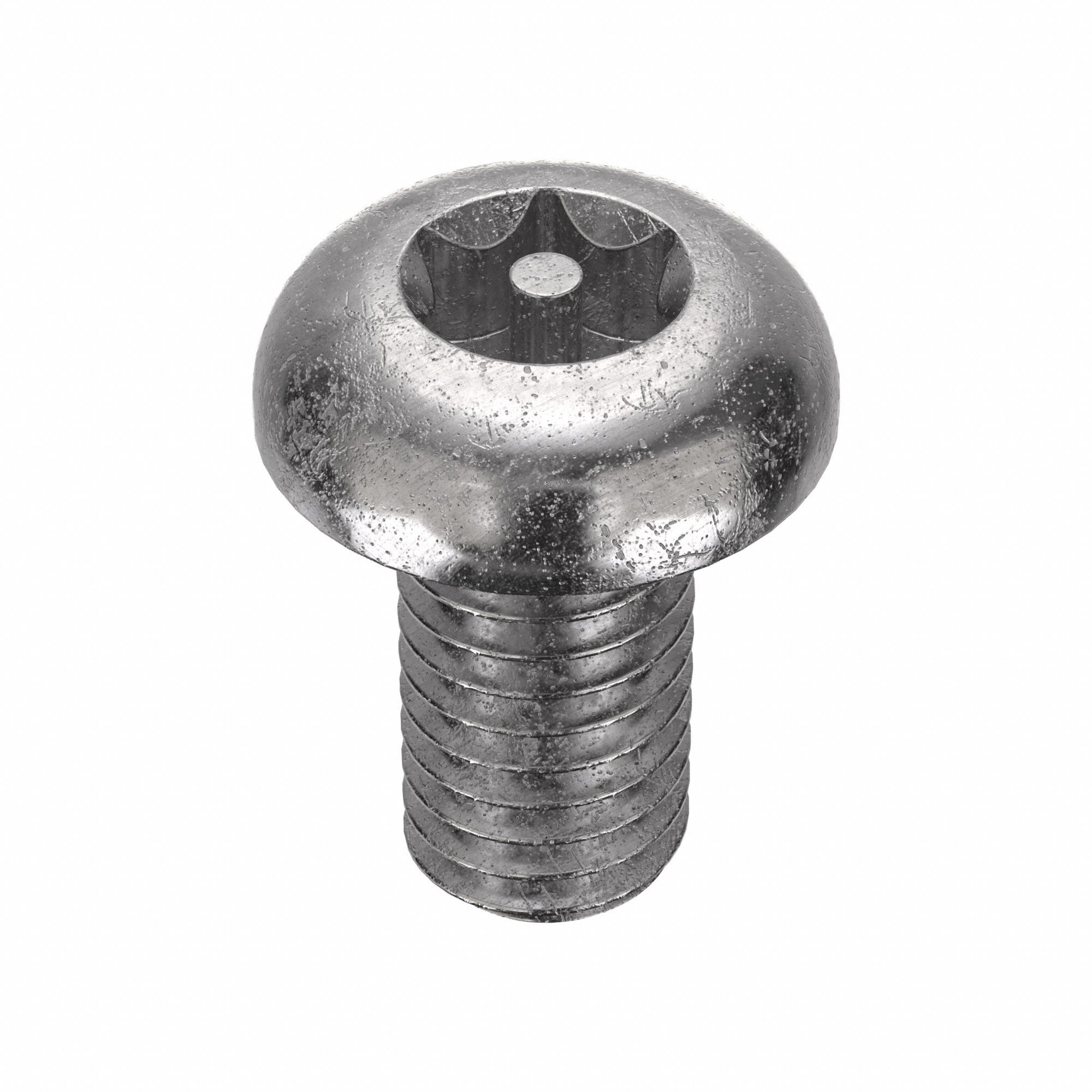 Tamper Resistant Screw: #10-32 Thread Size, 3/8 in Lg, Stainless Steel, Plain, Button, 25 PK