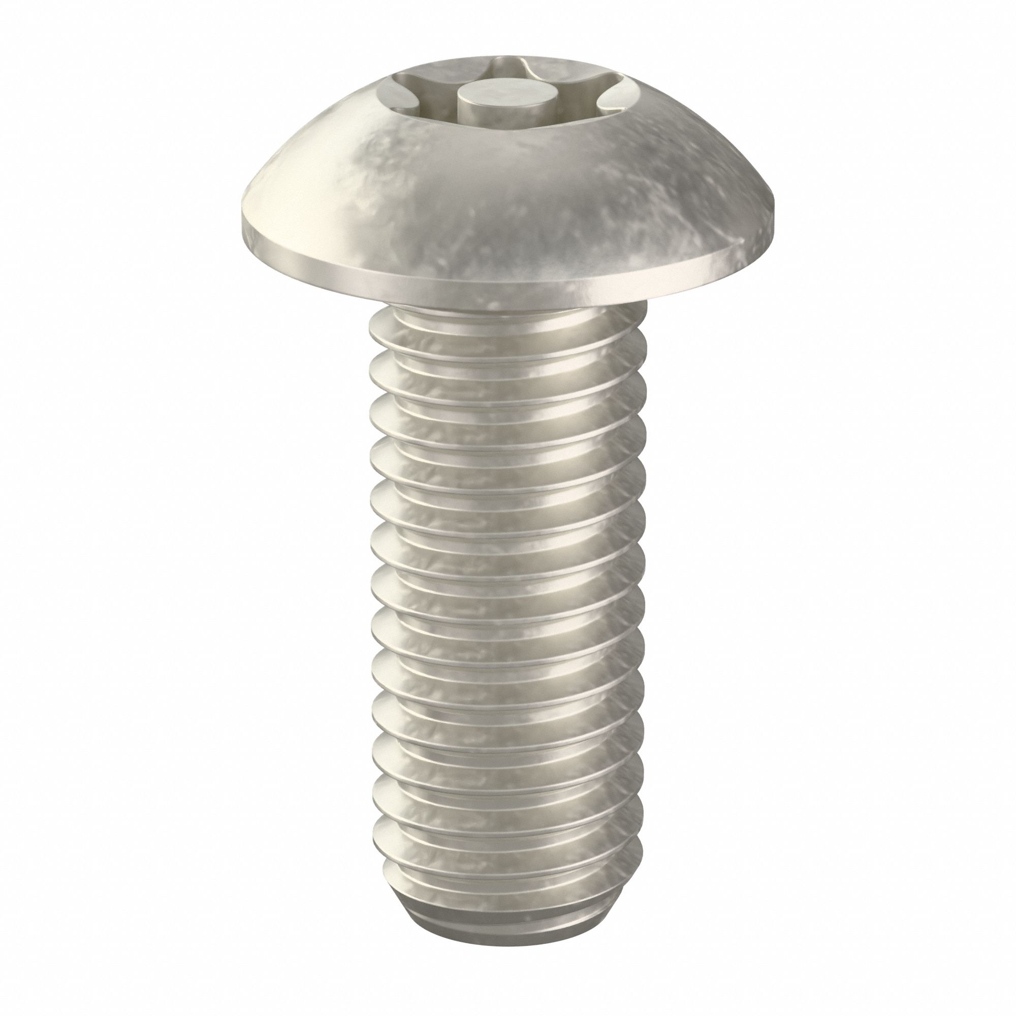 Tamper Resistant Screw: #10-32 Thread Size, 1/2 in Lg, Stainless Steel, Plain, Button, 25 PK