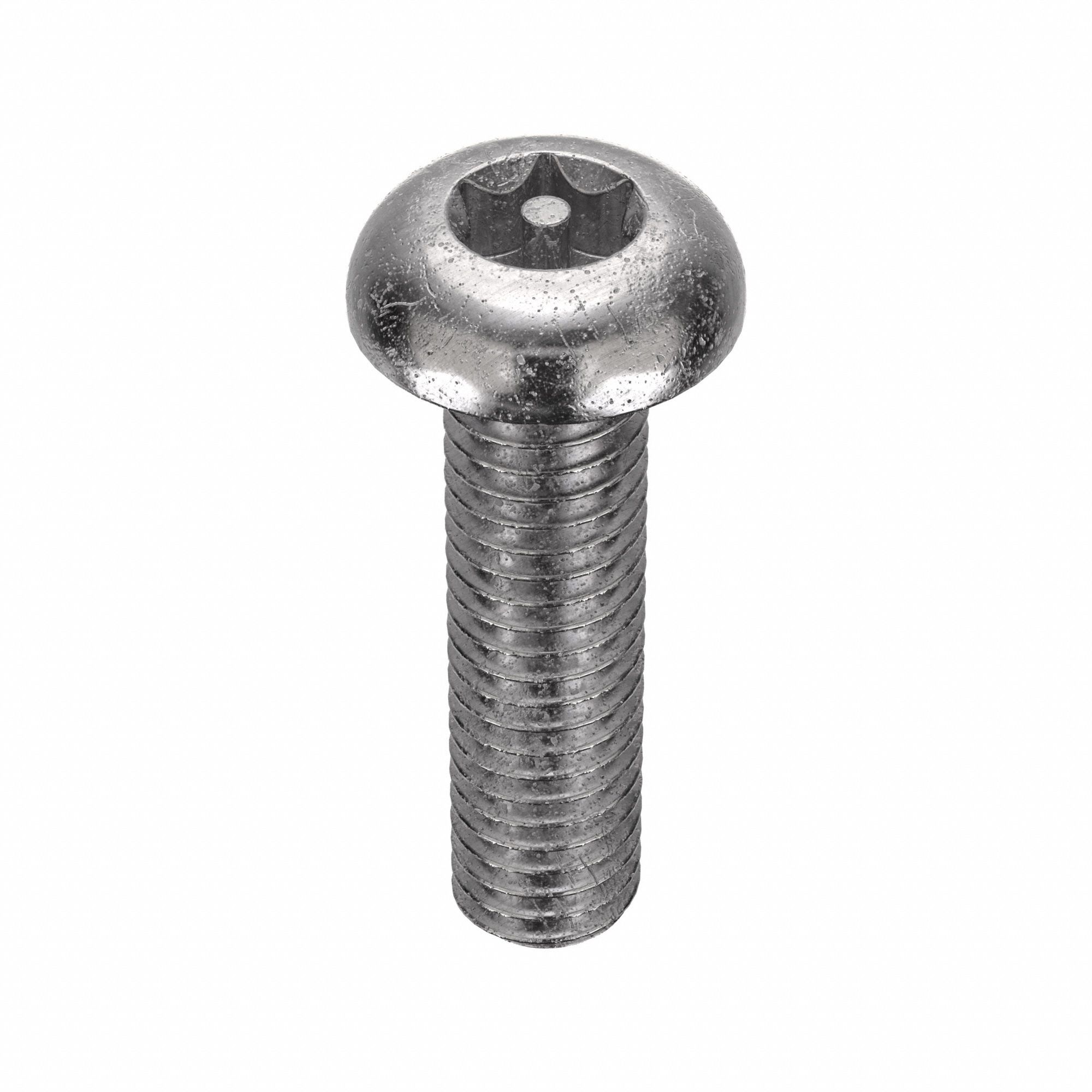 Tamper Resistant Screw: #10-32 Thread Size, 3/4 in Lg, Stainless Steel, Plain, Button, 25 PK